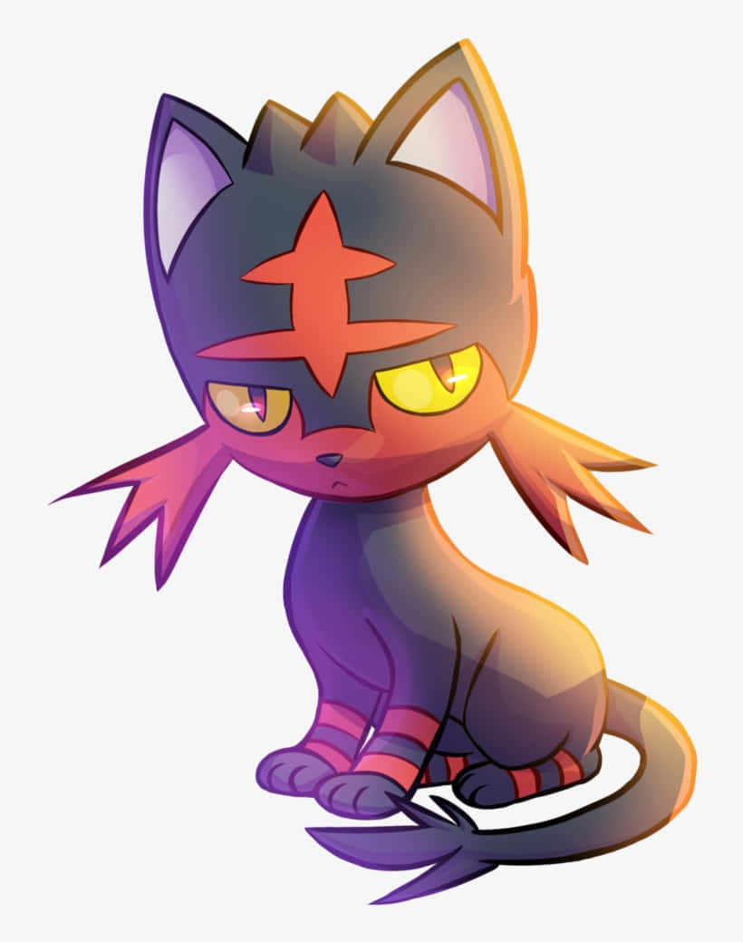 Litten, purple fur, yellow eyes, SD Phone Wallpaper