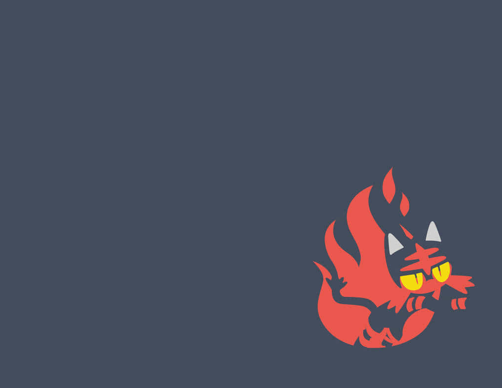 Litten, red flame, yellow eyes, SD Desktop Wallpaper