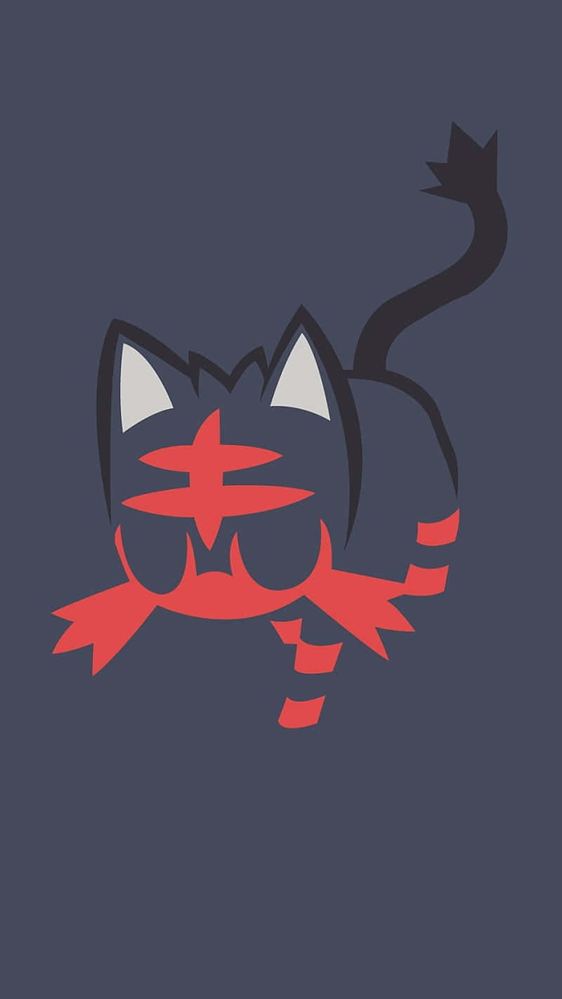 Litten, black cat, red markings, HD Phone Wallpaper