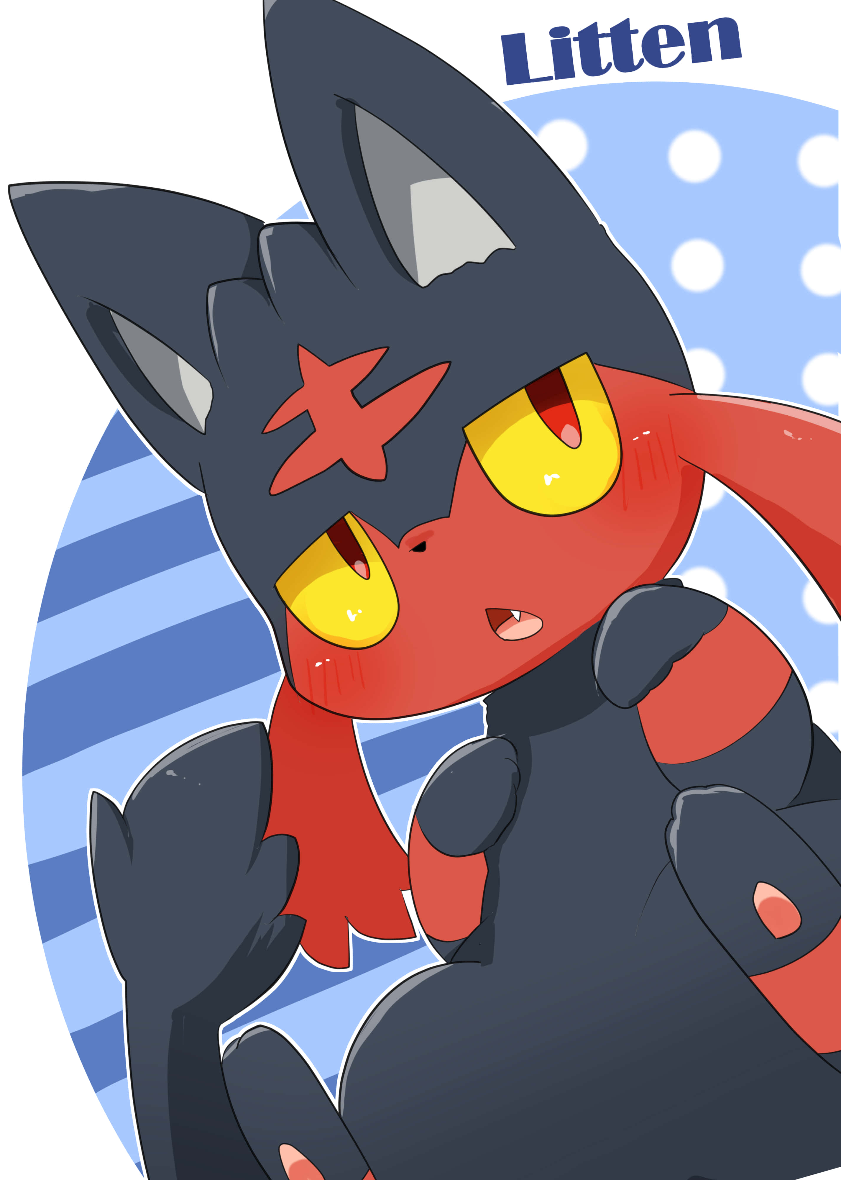 Litten, red cheeks, yellow eyes, 4K Phone Wallpaper
