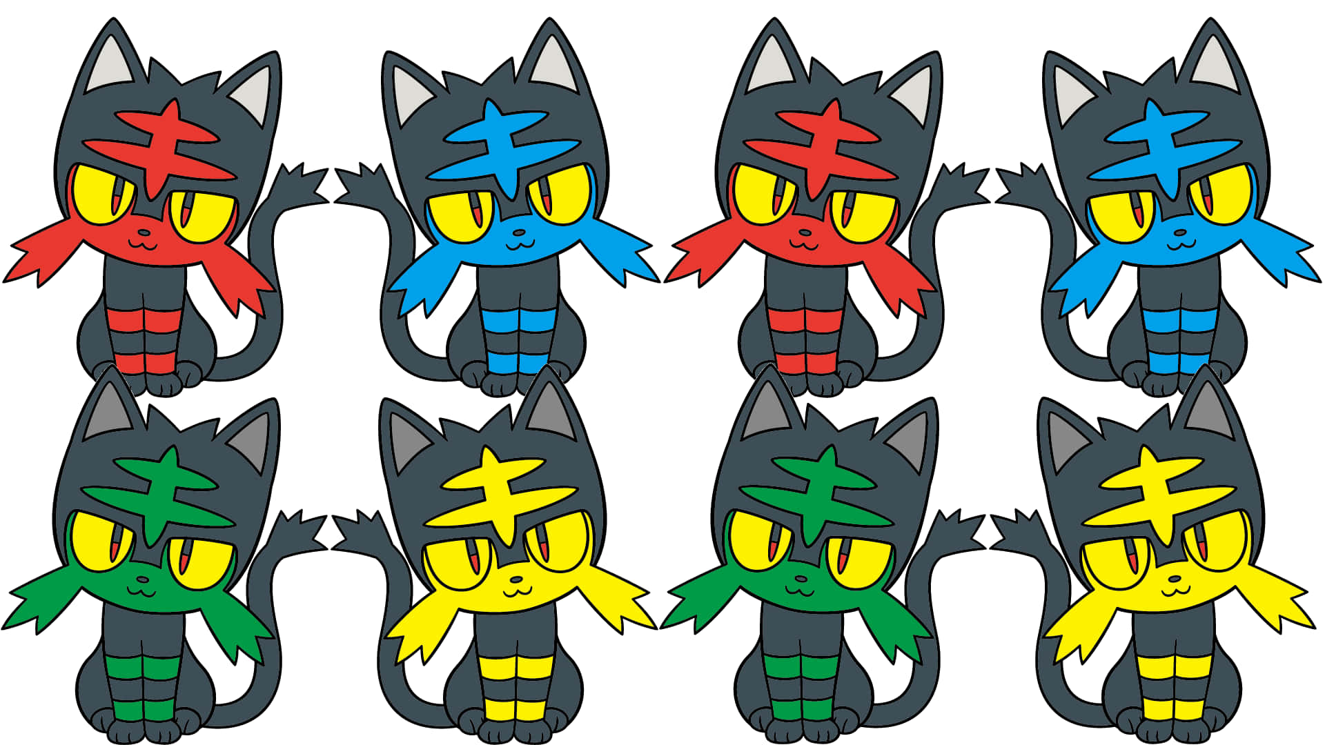 Litten, yellow eyes, colored markings, Full HD Desktop Wallpaper