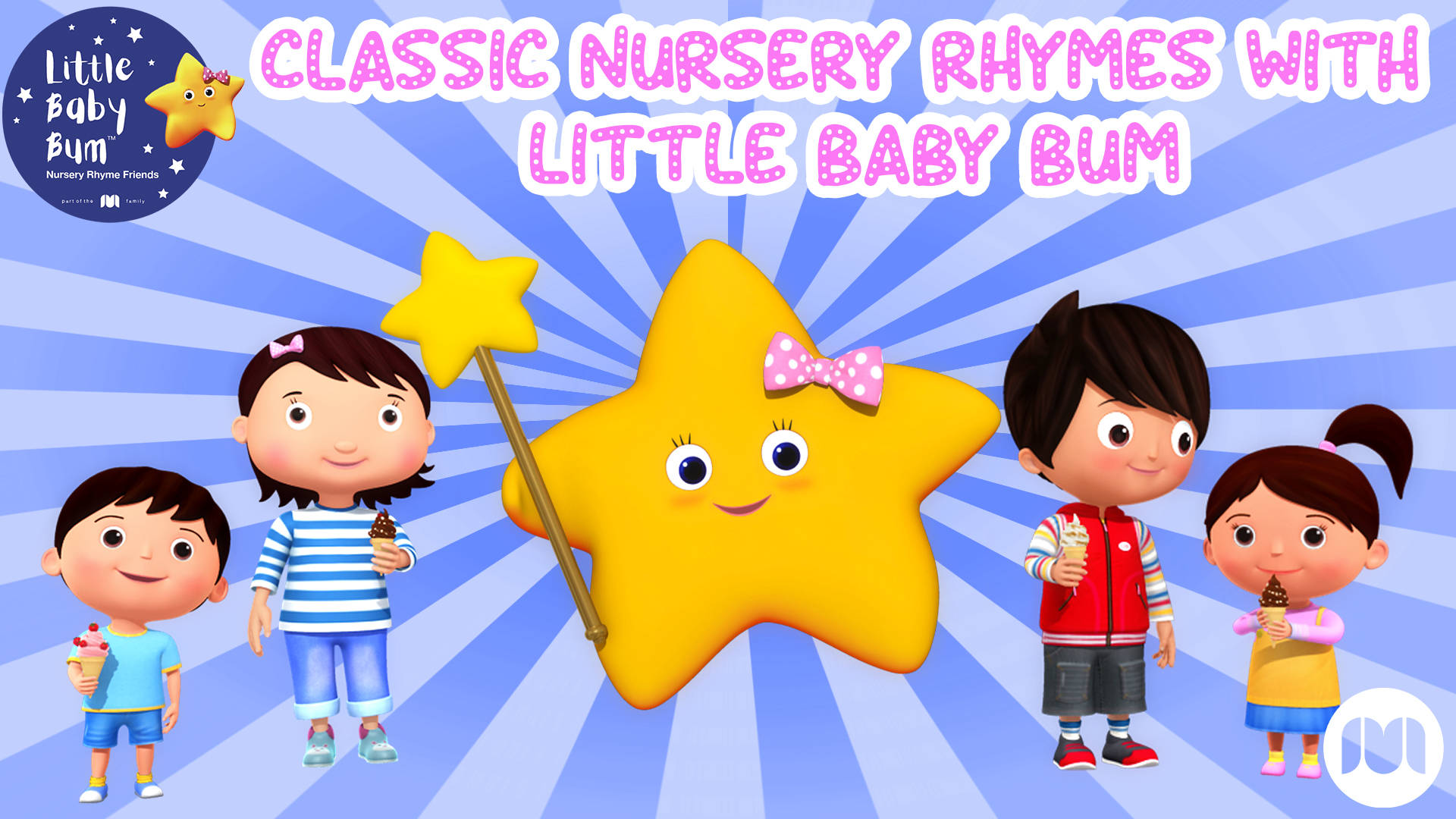 Little Baby Bum, yellow star, pink bow, Full HD Desktop Wallpaper