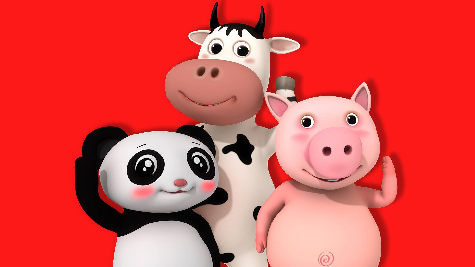 Little Baby Bum, panda cow, pig, Full HD Desktop Wallpaper