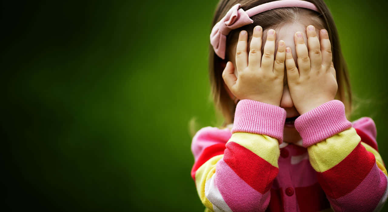 young girl, colorful striped sweater, soft green blurred background, HD Desktop Wallpaper