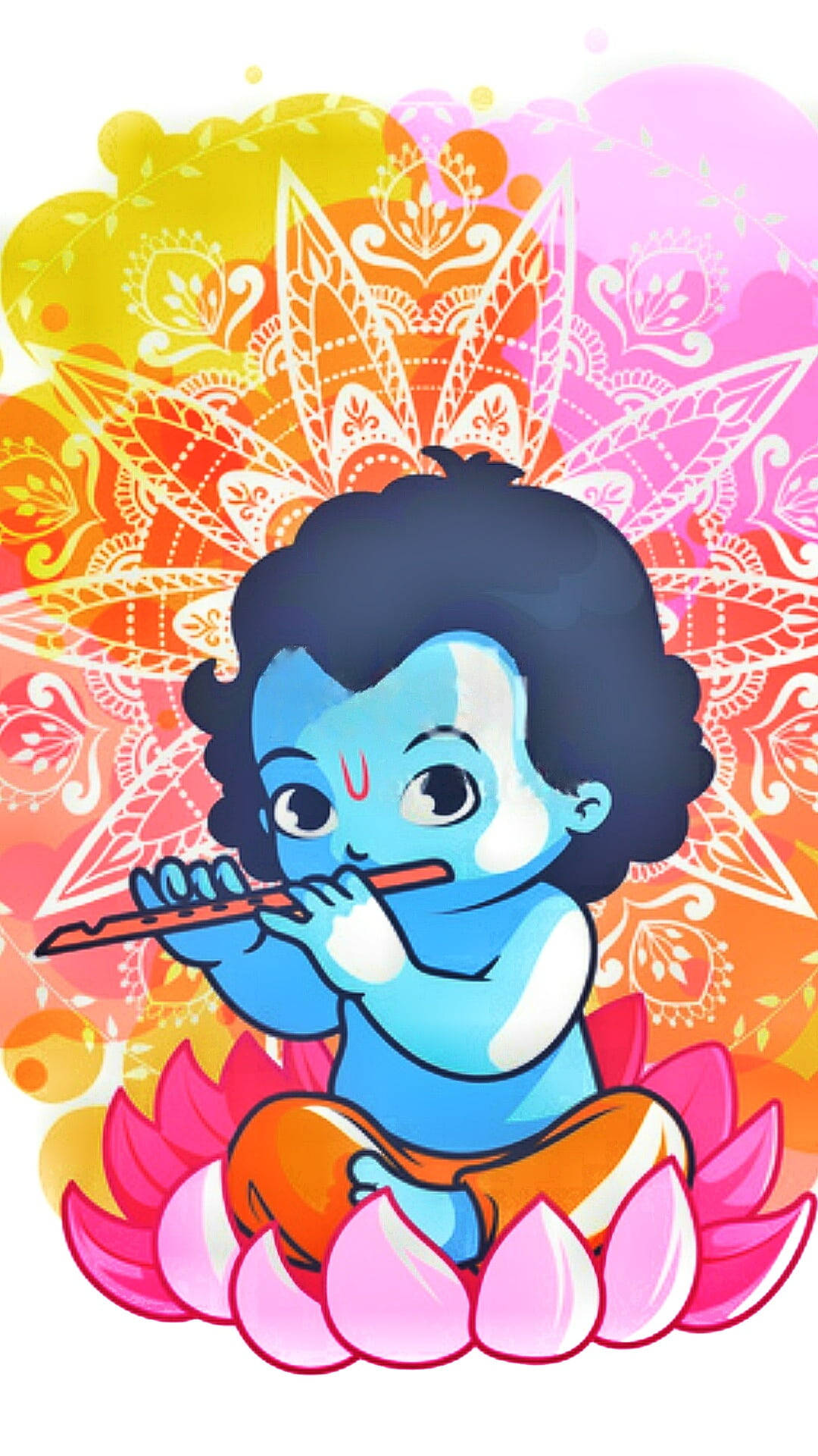 Little Krishna HD, pink lotus, blue-skinned child, Full HD Phone Wallpaper