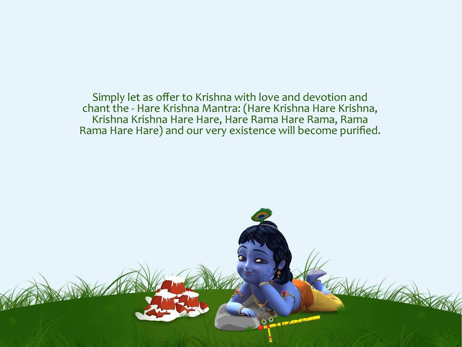 Little Krishna HD, blue-skinned child deity, grassy hill, HD Desktop Wallpaper