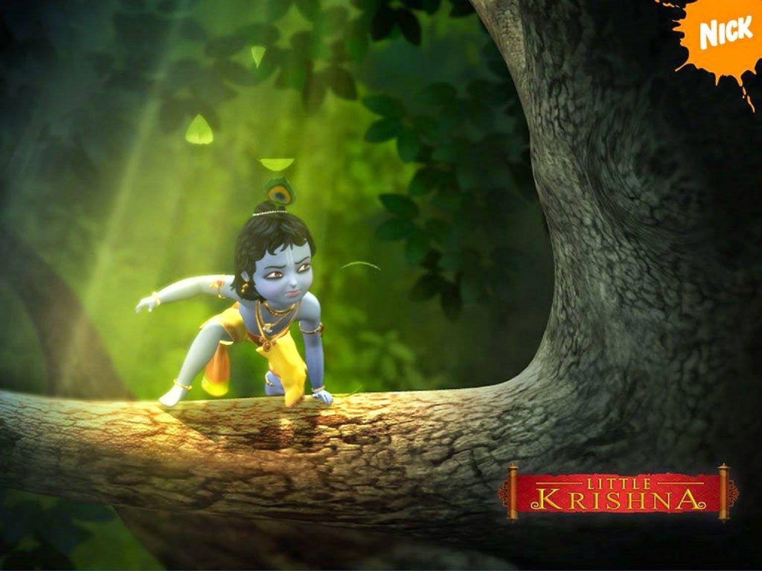 Little Krishna HD, blue-skinned, yellow dhoti, HD Desktop Wallpaper