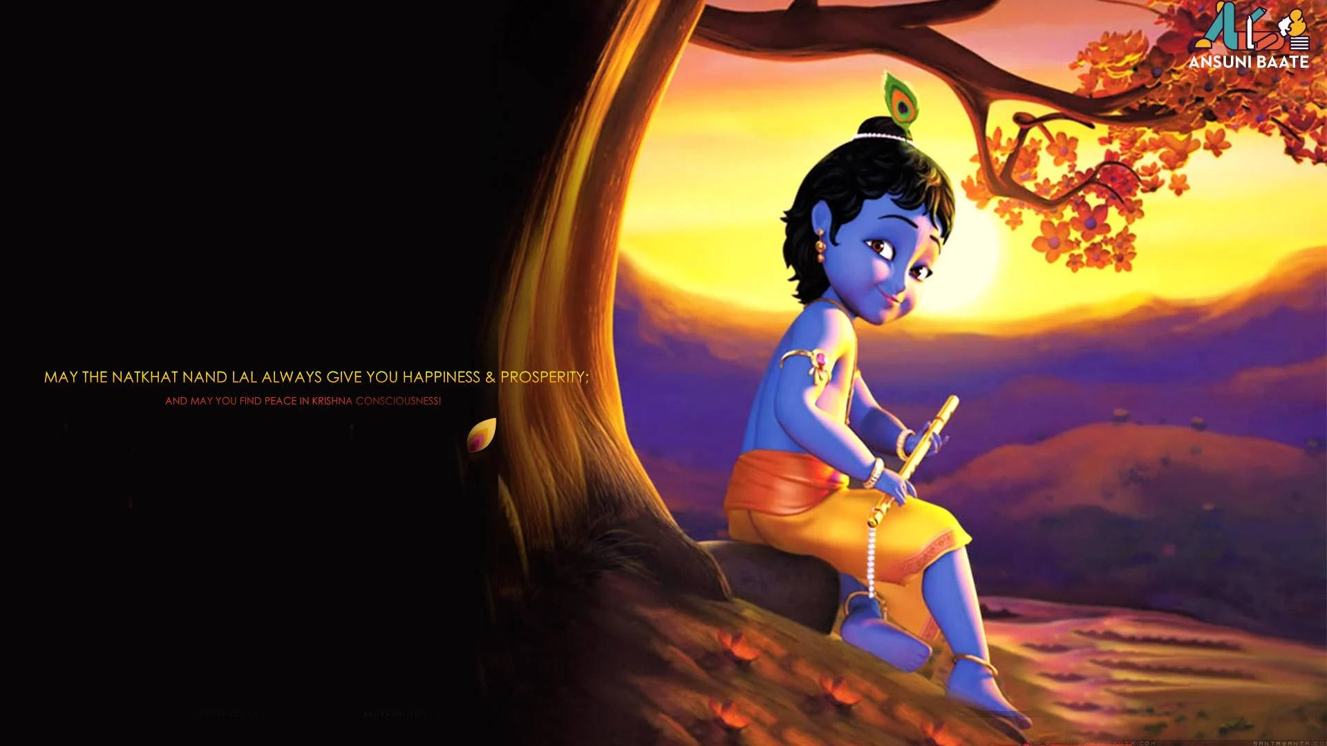 Little Krishna, blue-skinned child, peacock feather, Full HD Desktop Wallpaper
