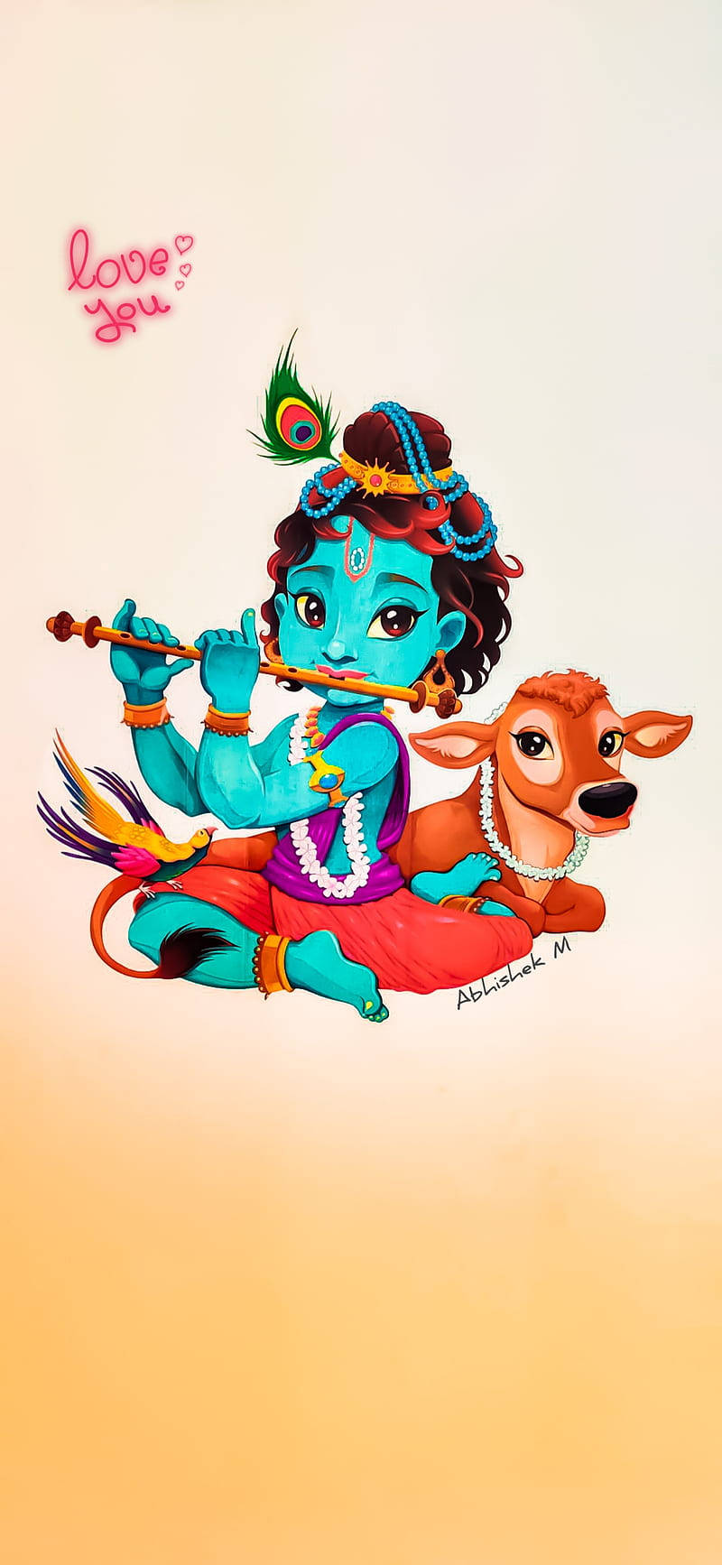 Little Krishna, musical flute, blue-skinned child, HD Phone Wallpaper