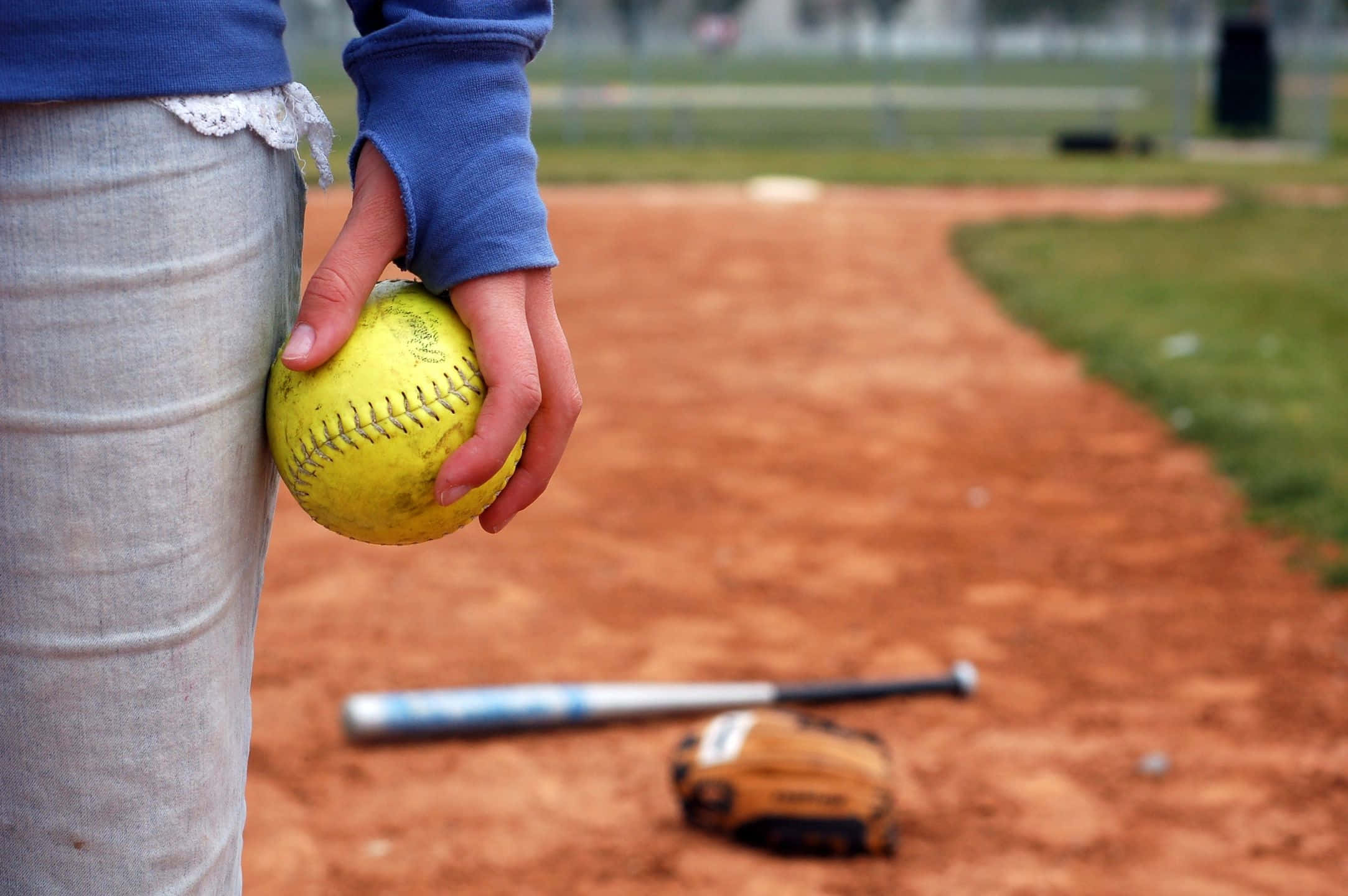 Little League Baseball, yellow softball, baseball field, Full HD Desktop Wallpaper