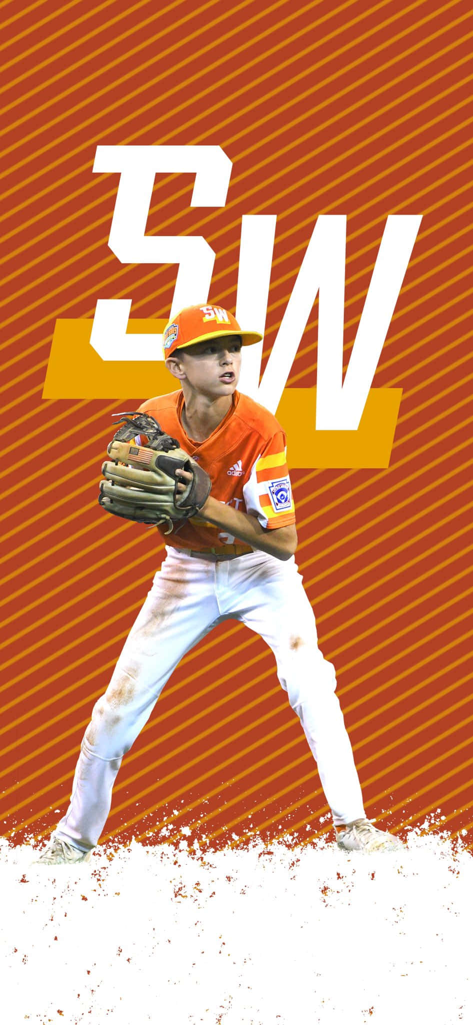 Little League Baseball, orange uniform, orange striped background, Full HD Phone Wallpaper