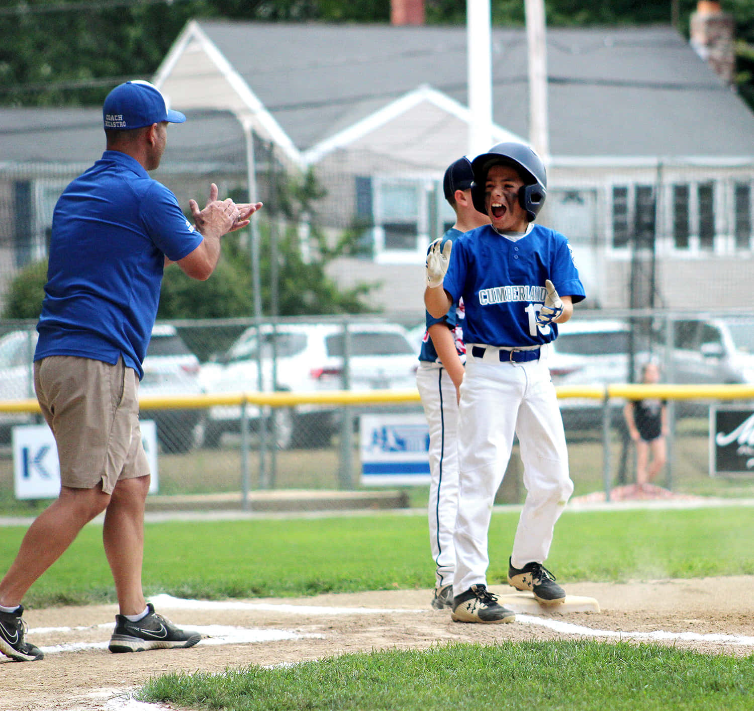 Little League Baseball, blue uniform, home plate, HD Desktop Wallpaper