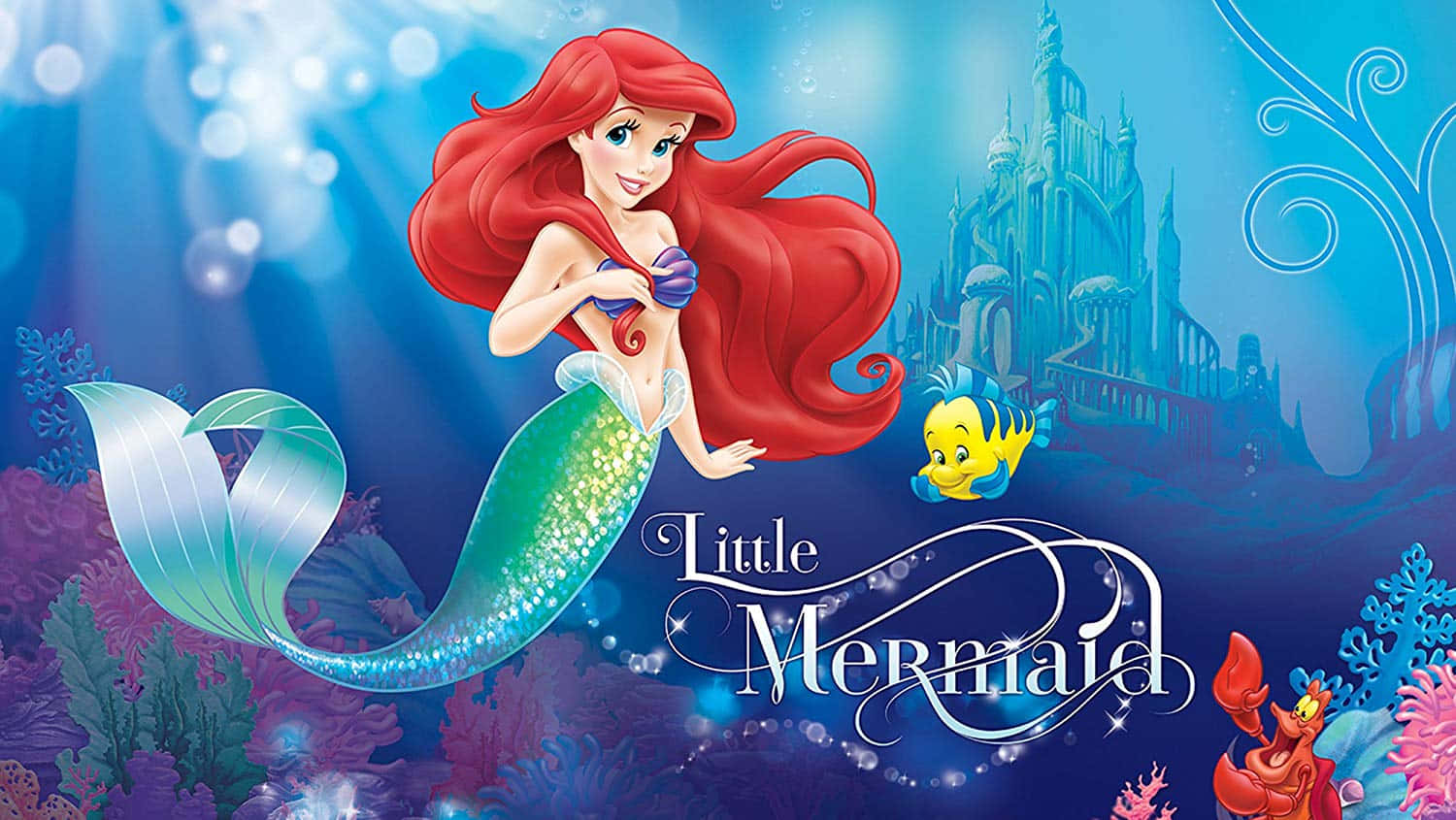 Little Mermaid, red hair, shimmering tail, HD Desktop Wallpaper
