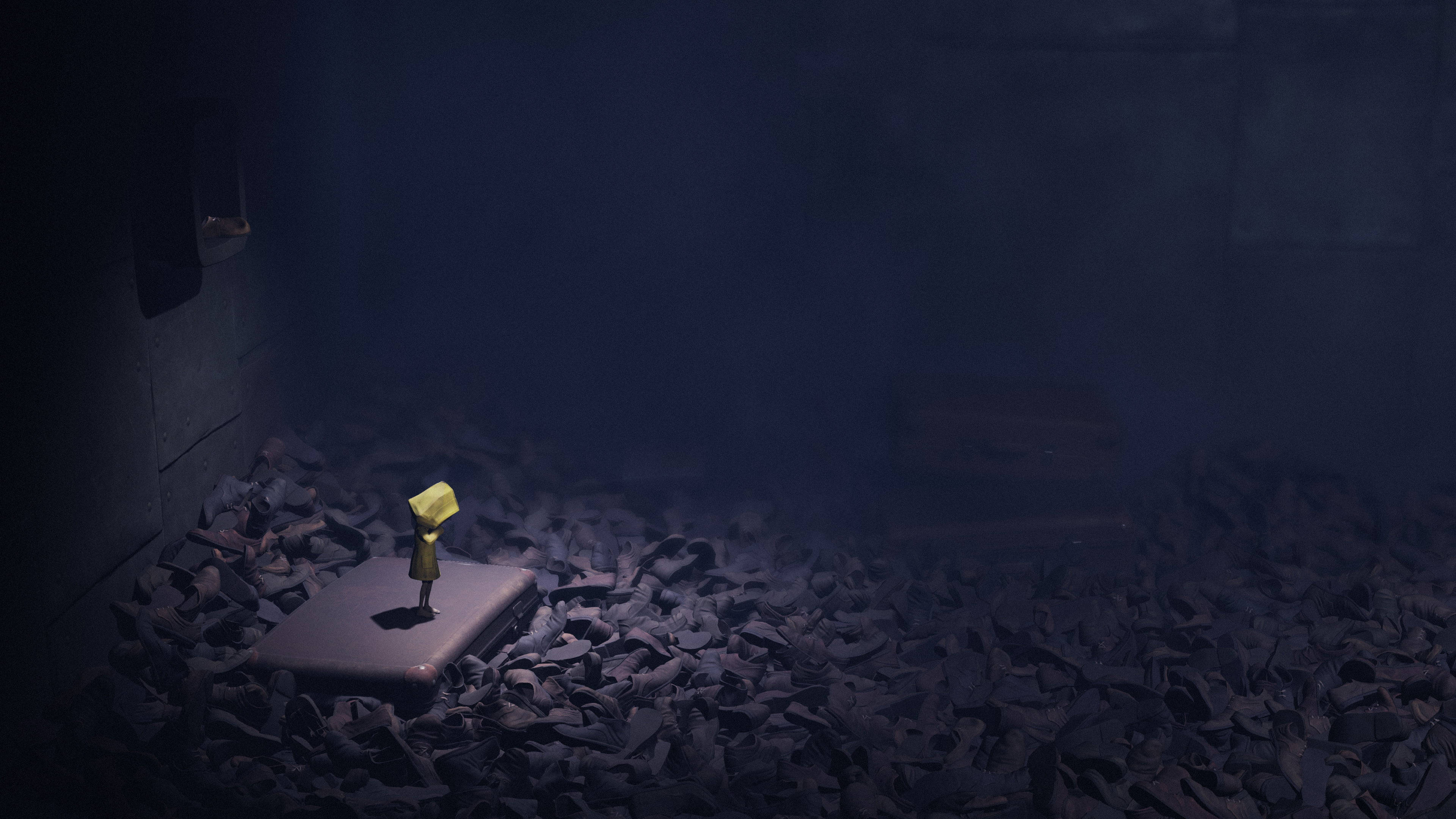 Little Nightmares, shoe room, yellow hood, 4K Desktop Wallpaper