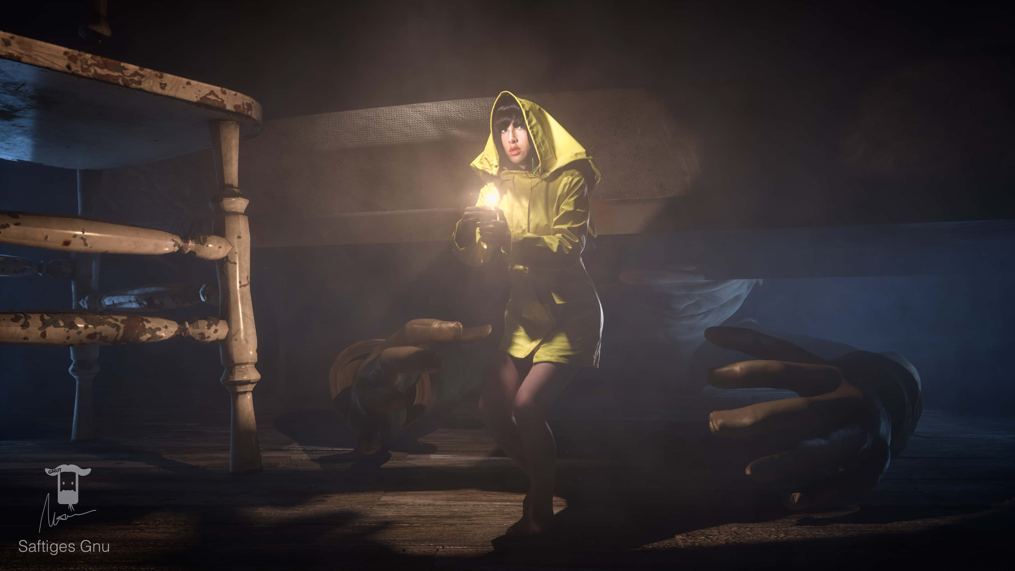Little Nightmares, yellow raincoat, candle, 2K Desktop Wallpaper