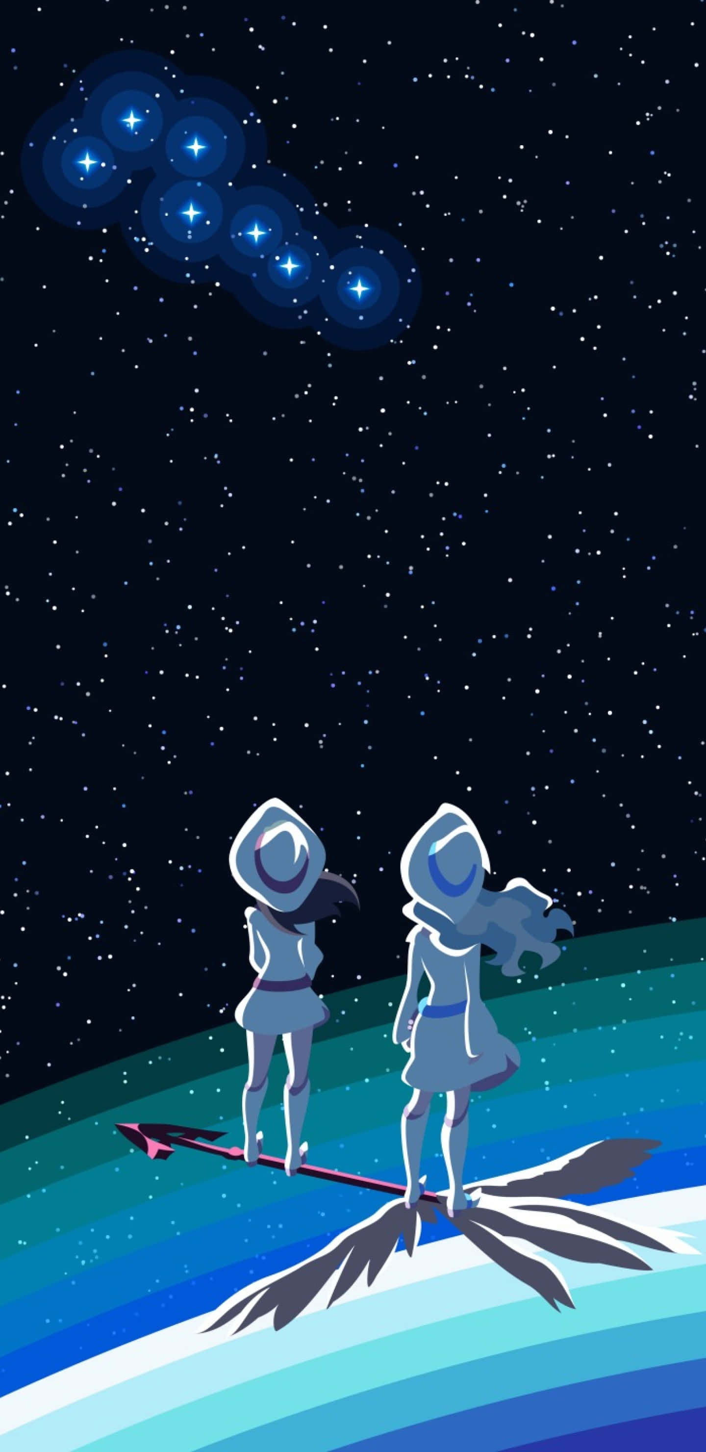 Little Witch Academia, feathered arrow, glowing constellation, 2K Phone Wallpaper
