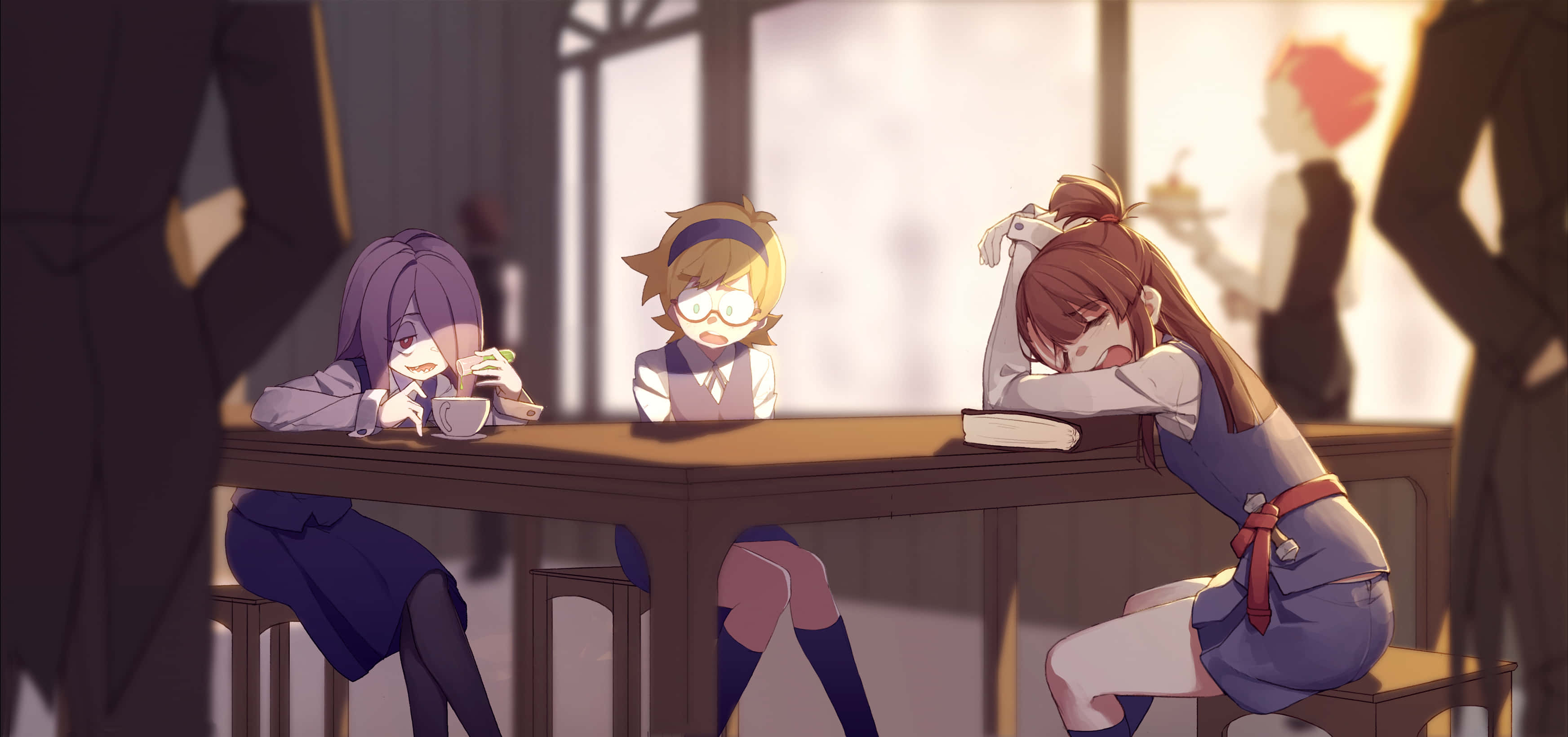 Little Witch Academia, anime girls, school uniforms, 2K Desktop Wallpaper