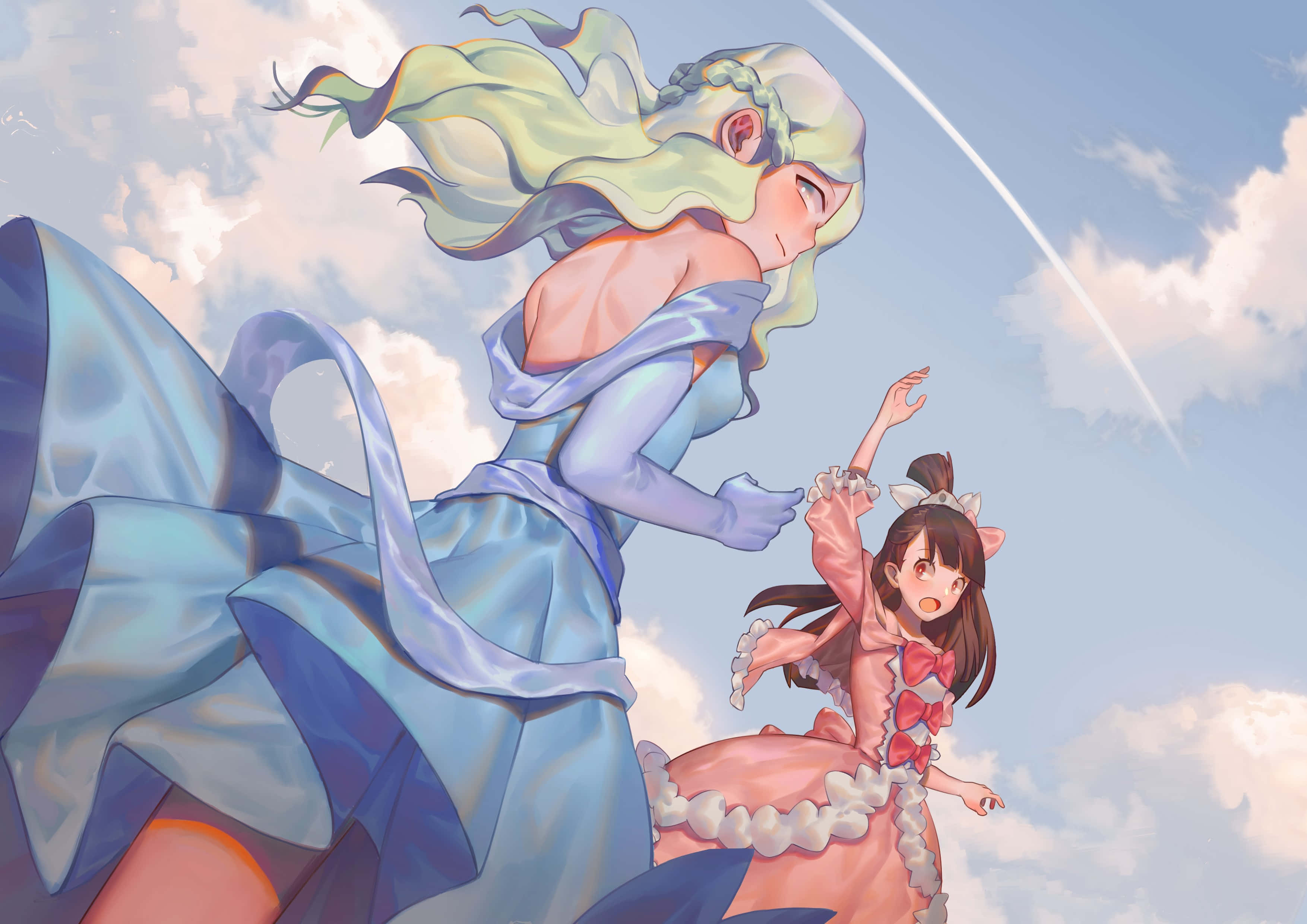 Little Witch Academia, gowns, anime girls, 2K Desktop Wallpaper