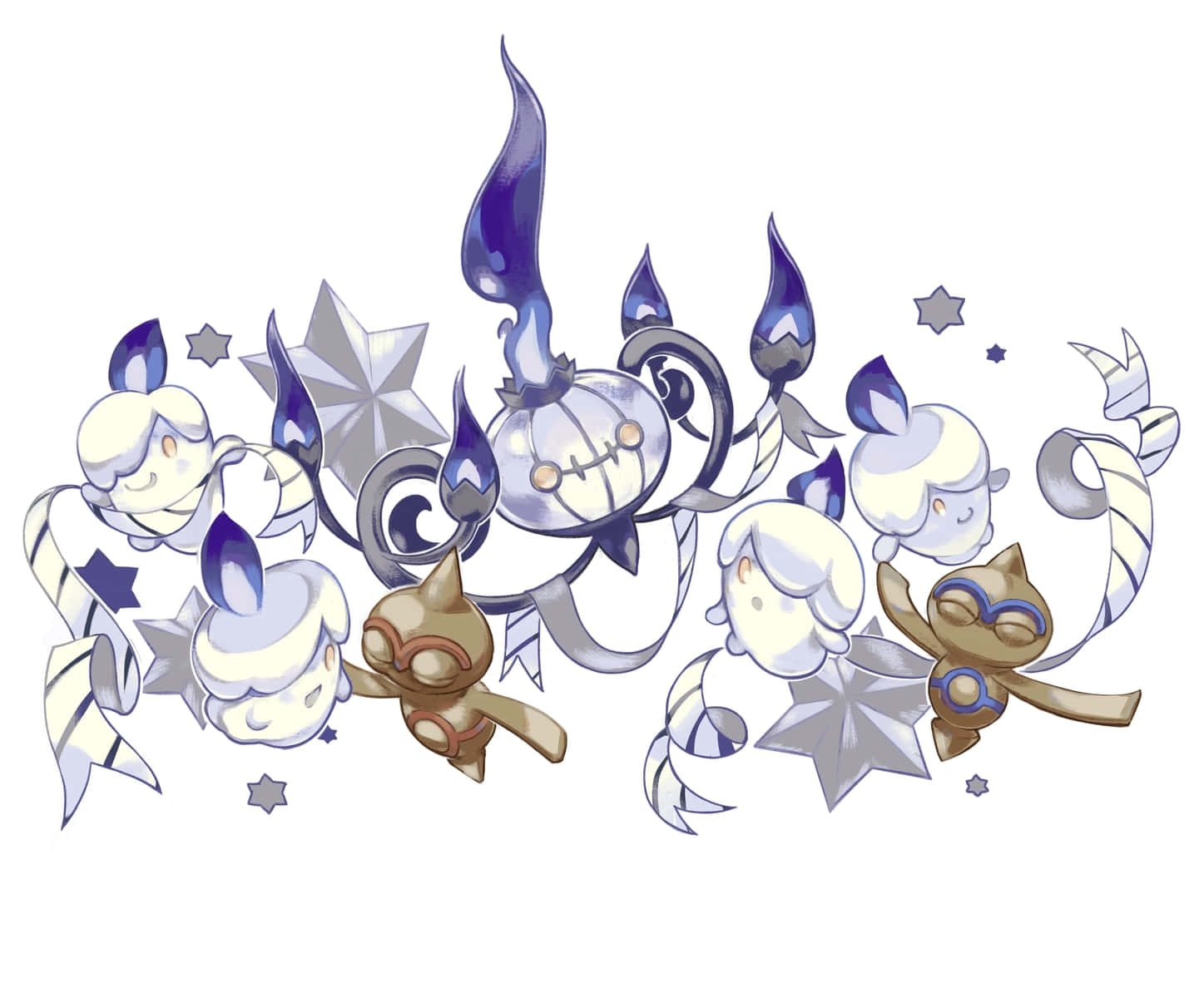 Litwick, chibi-style, star motifs, HD Desktop Wallpaper