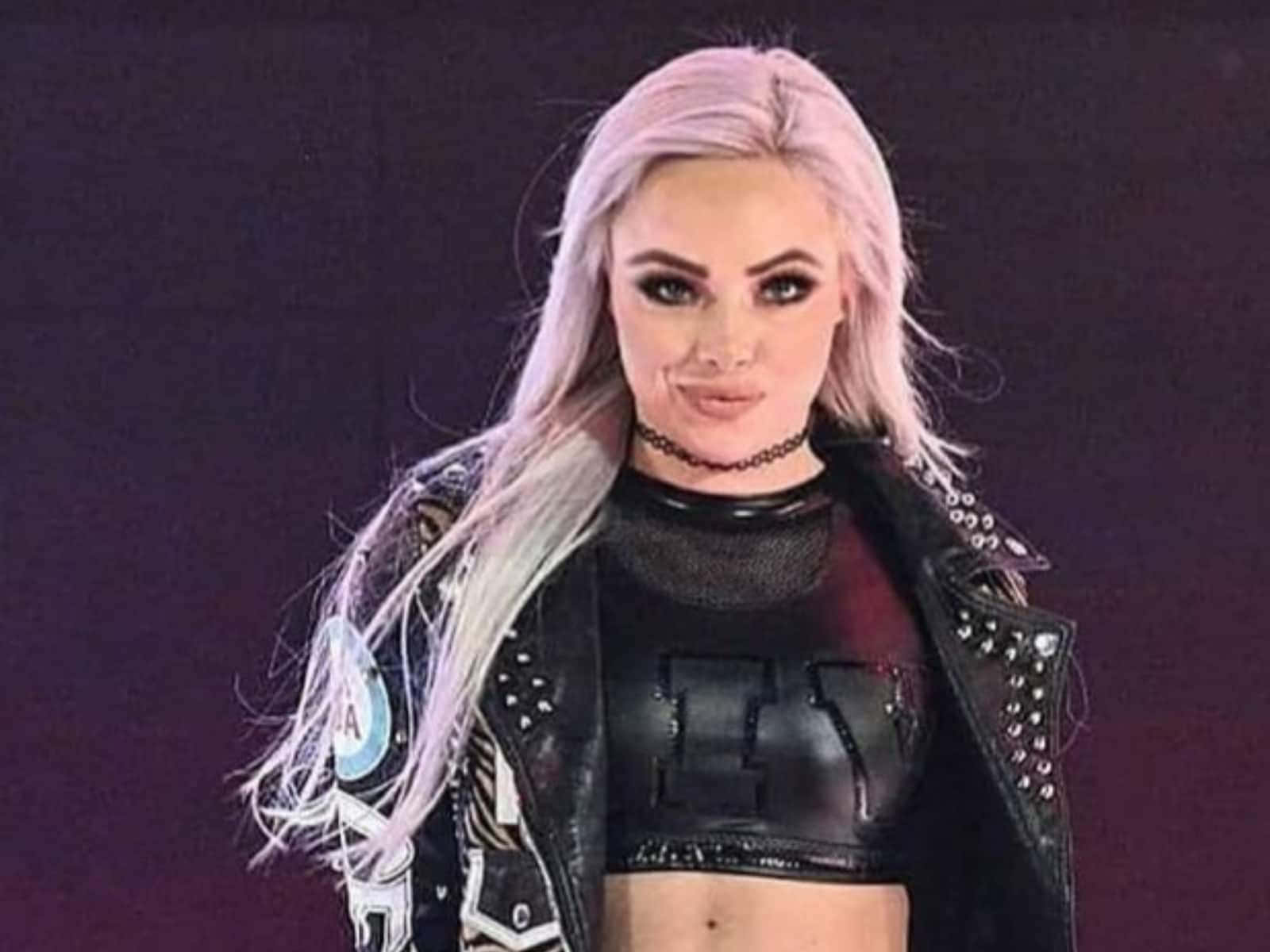 Liv Morgan, platinum blonde hair, studded black leather jacket, HD Desktop Wallpaper