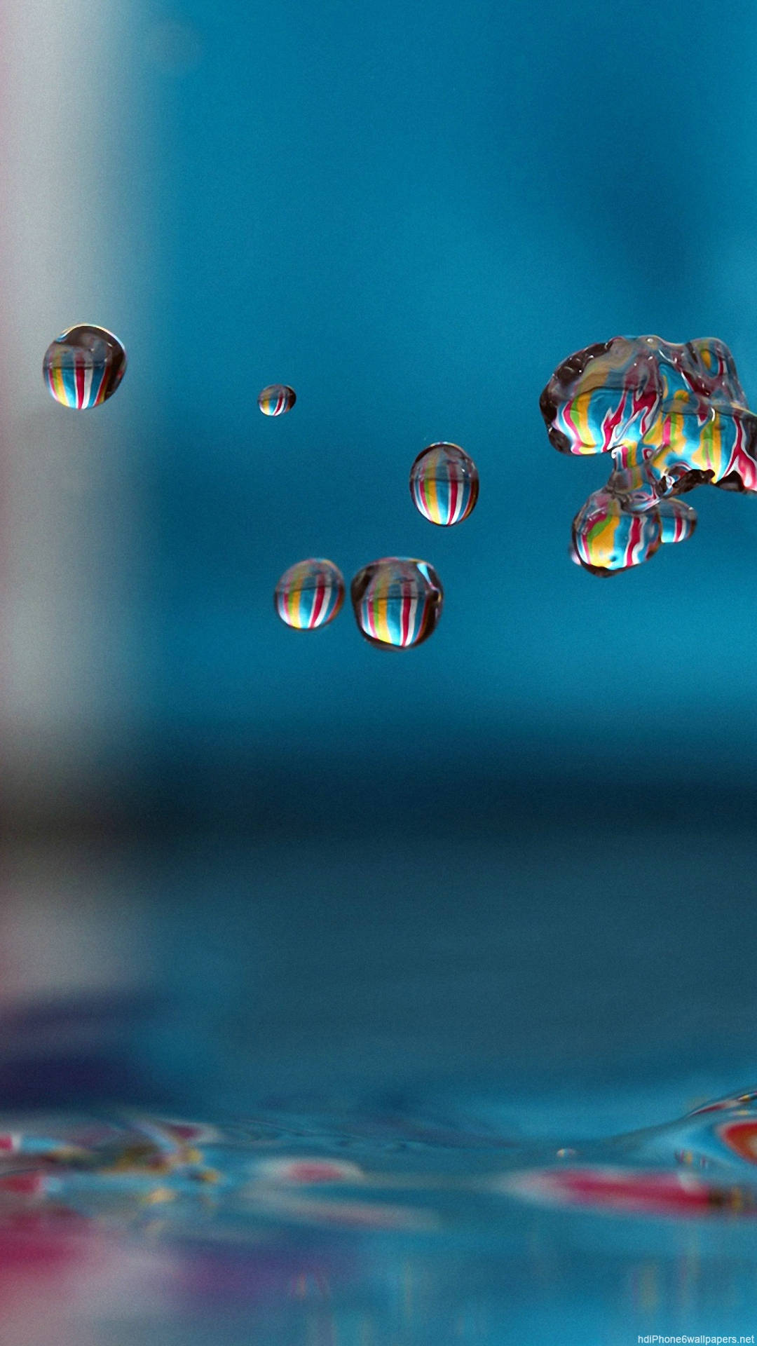 Live 3d, water droplets, rainbow hues, Full HD Phone Wallpaper
