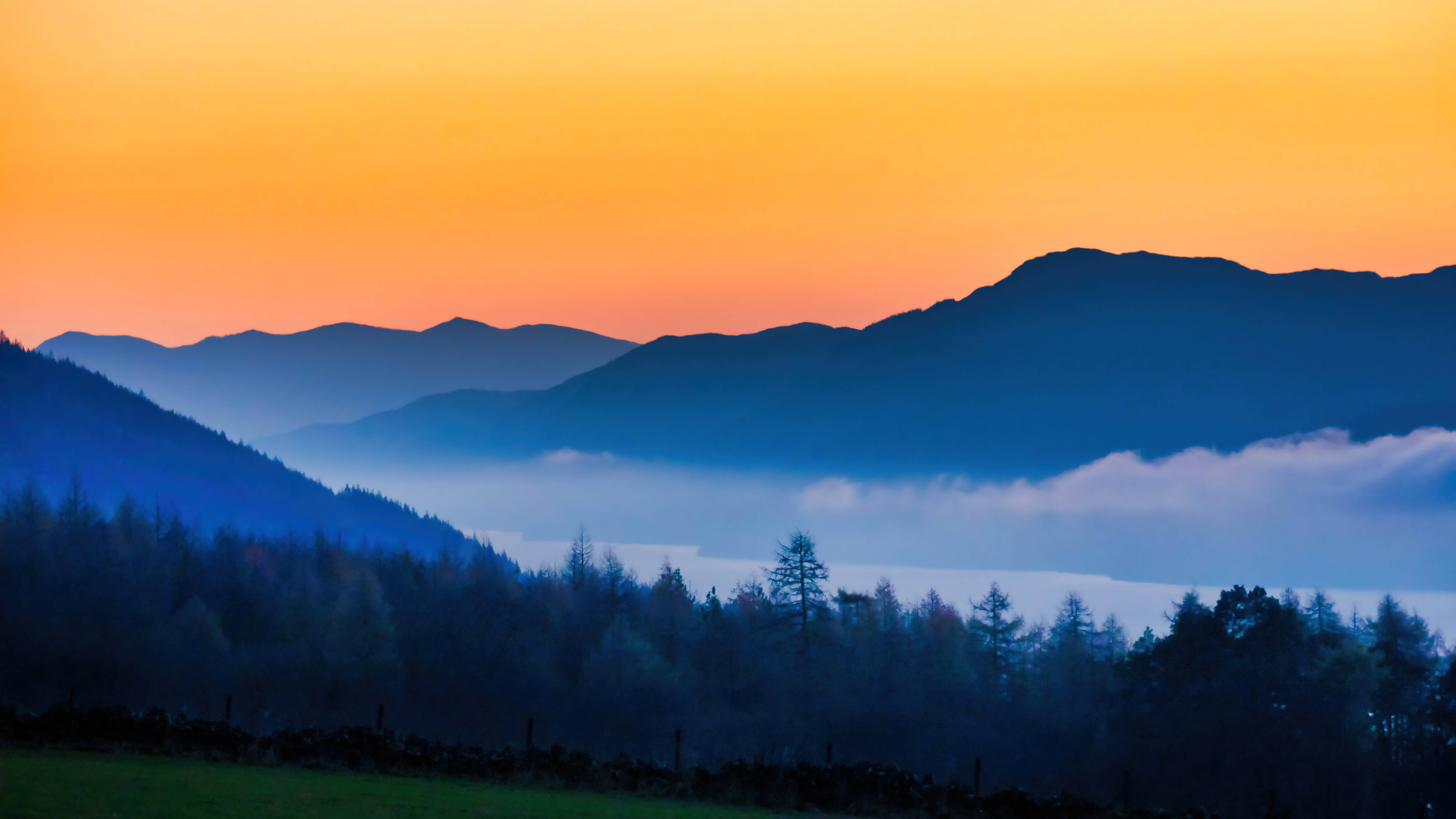 Live 4K UHD, blue mountains, sunrise, 8K Desktop Wallpaper