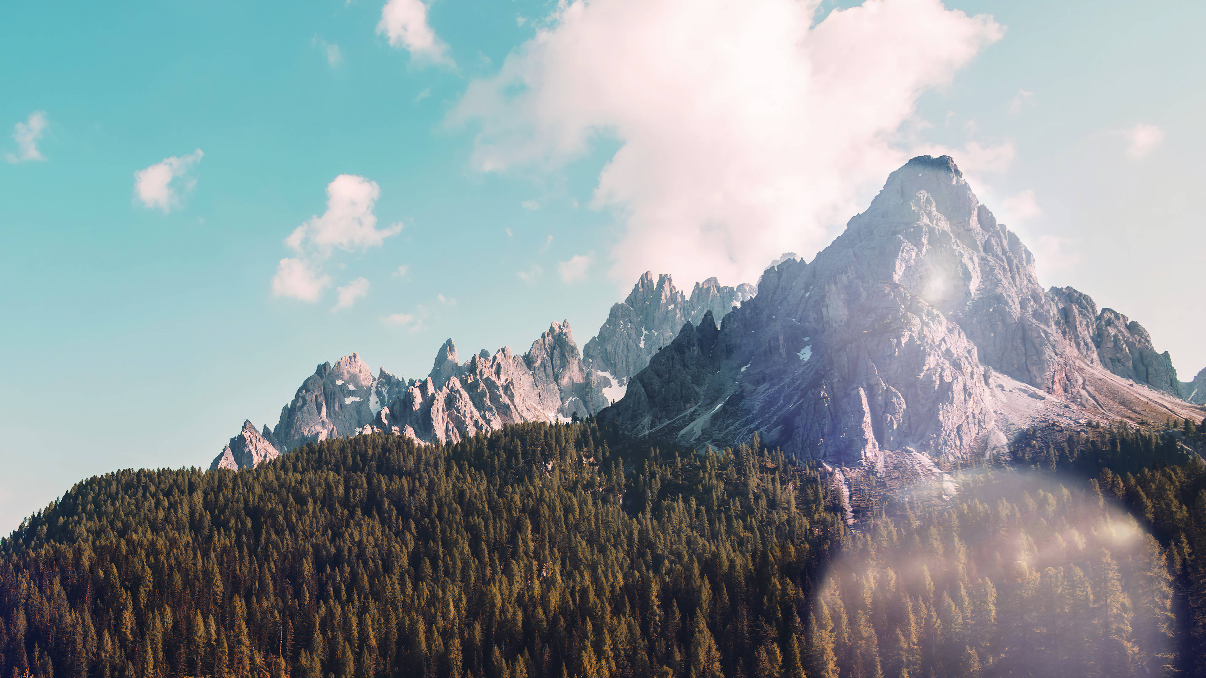 Live 4K UHD, jagged mountain peak, dense forest, 4K Desktop Wallpaper