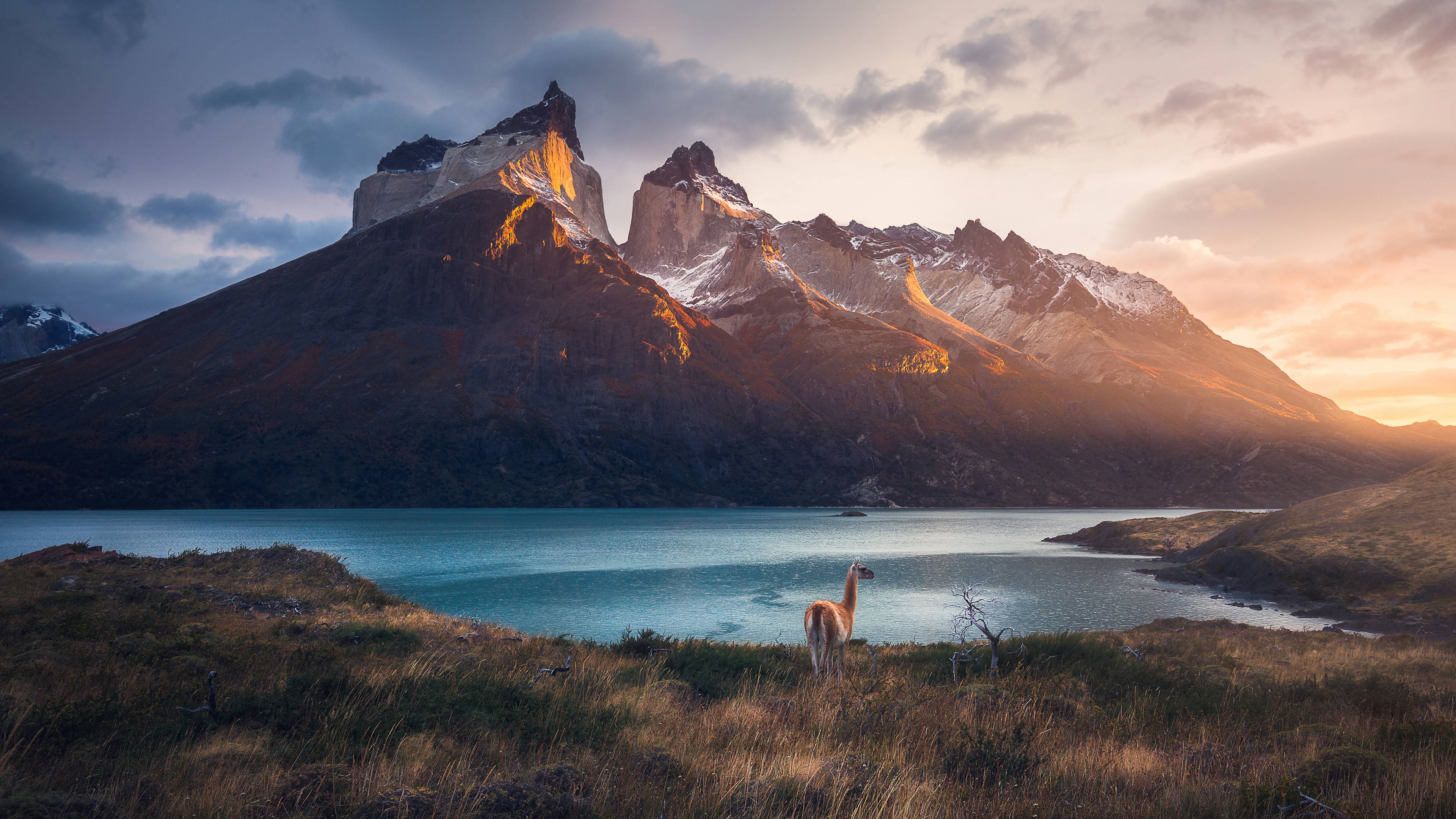 serene mountain lake, turquoise lake, snowcapped mountains, 4K Desktop Wallpaper