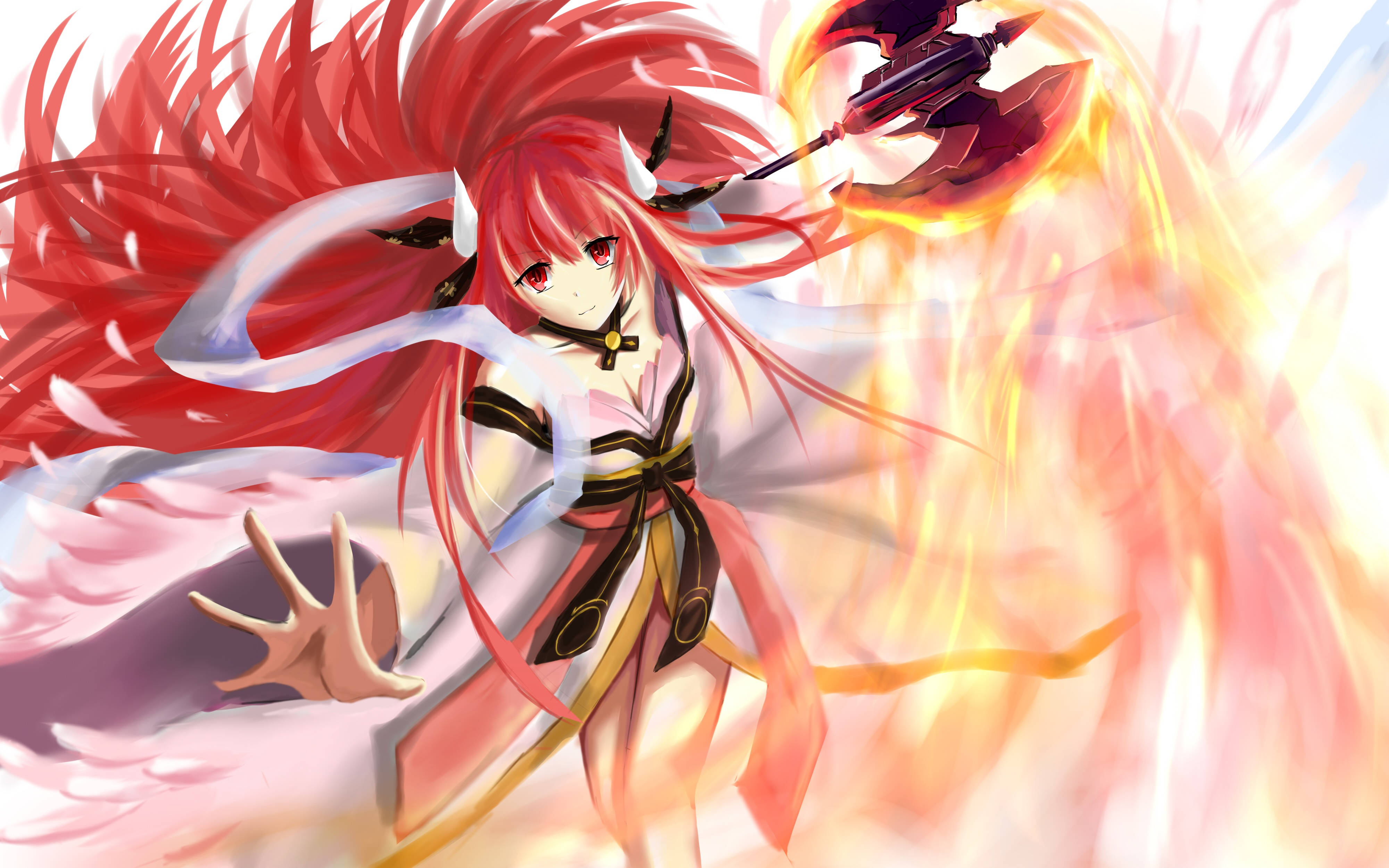 Live 4K UHD, anime girl, fiery-haired, 4K Desktop Wallpaper