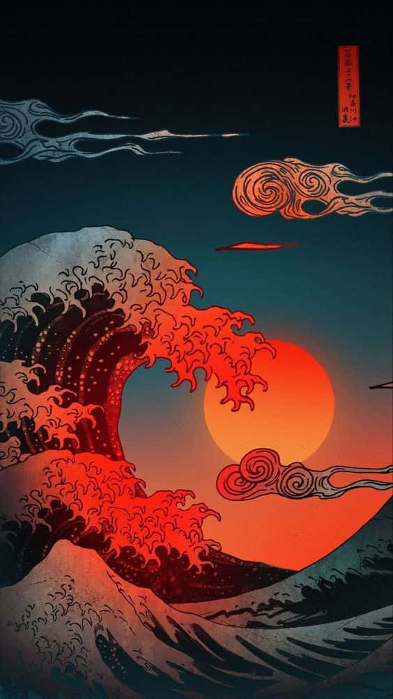 Sunrise, Meadow, fiery red wave, SD Phone Wallpaper