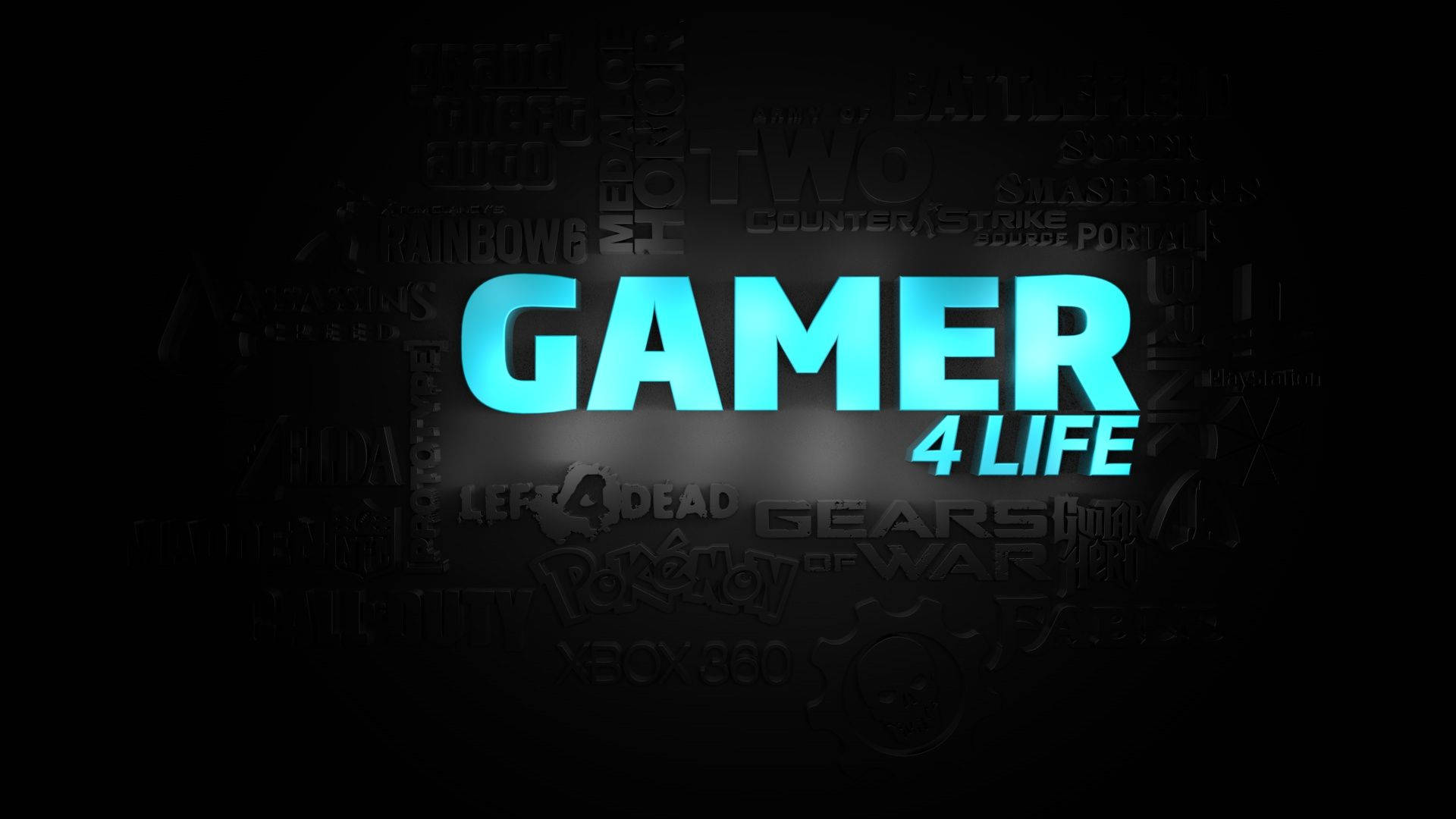 GAMER 4 LIFE, Live Gaming, glowing blue, Full HD Desktop Wallpaper