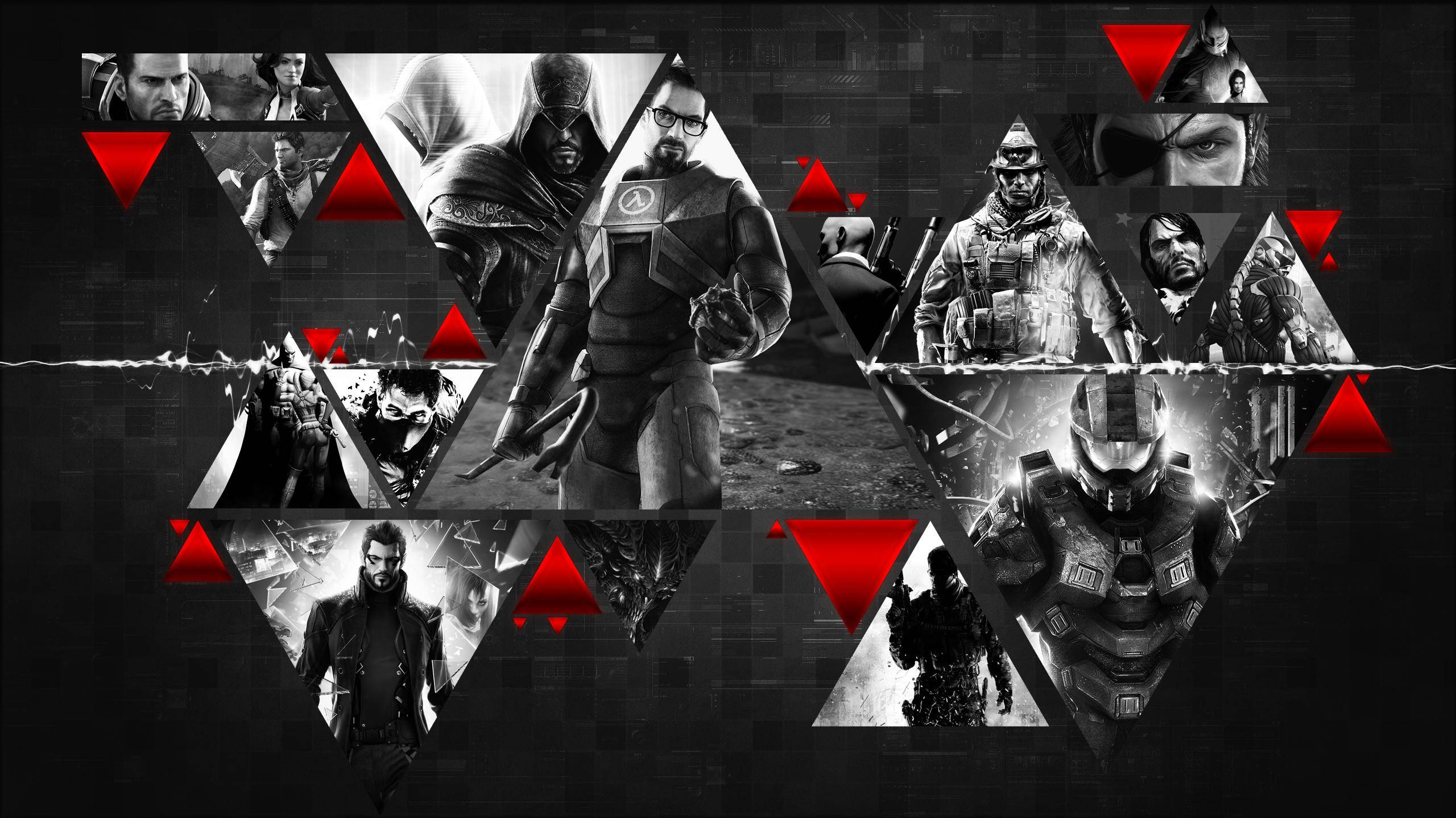 Live Gaming, red, black, 2K Desktop Wallpaper