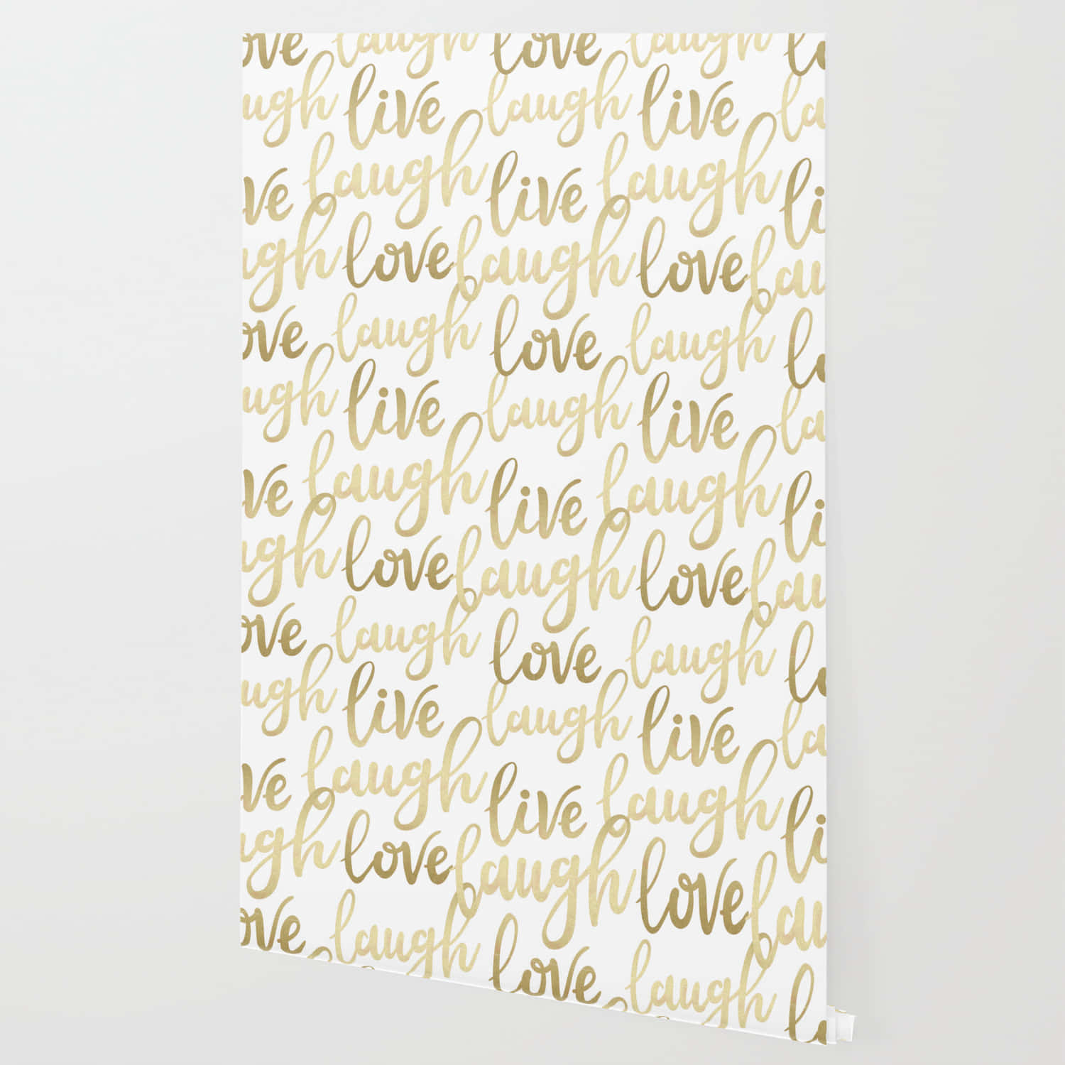 Live Laugh Love, gold foil script, white wallpaper surface, HD Desktop Wallpaper