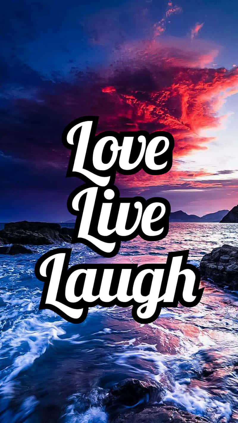 Love Live Laugh, vibrant sunset, ocean waves, HD Phone Wallpaper