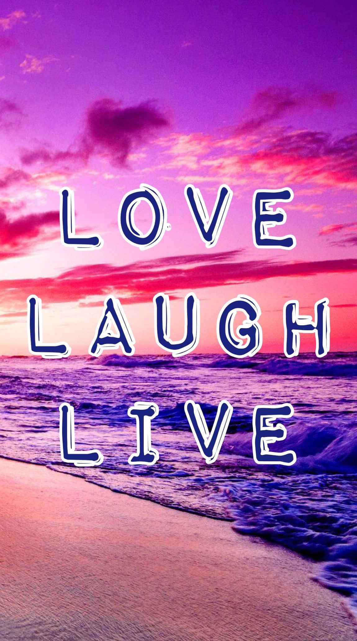Live Laugh Love, Sunset, ocean waves, Full HD Phone Wallpaper