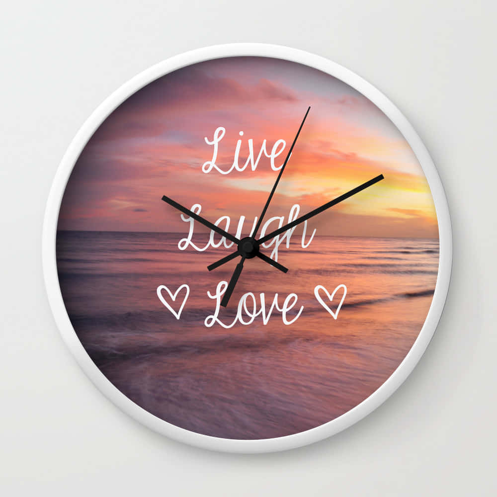 Live Laugh Love, sunset over ocean, white cursive, SD Desktop Wallpaper