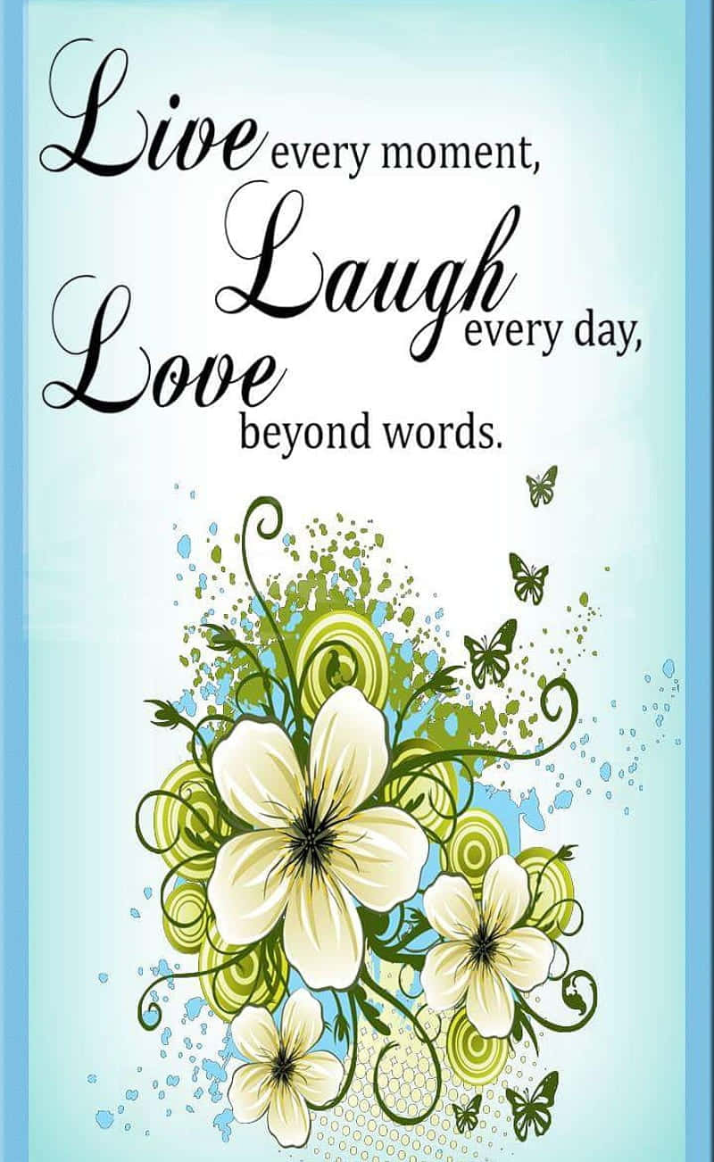 Live Laugh Love, swirling green floral designs, butterflies, HD Phone Wallpaper