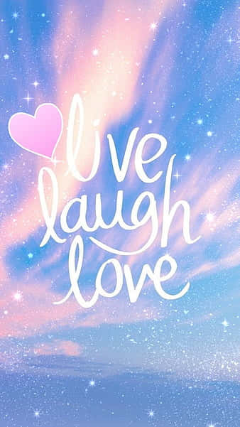 live laugh love, pink heart, pastel sky, SD Phone Wallpaper