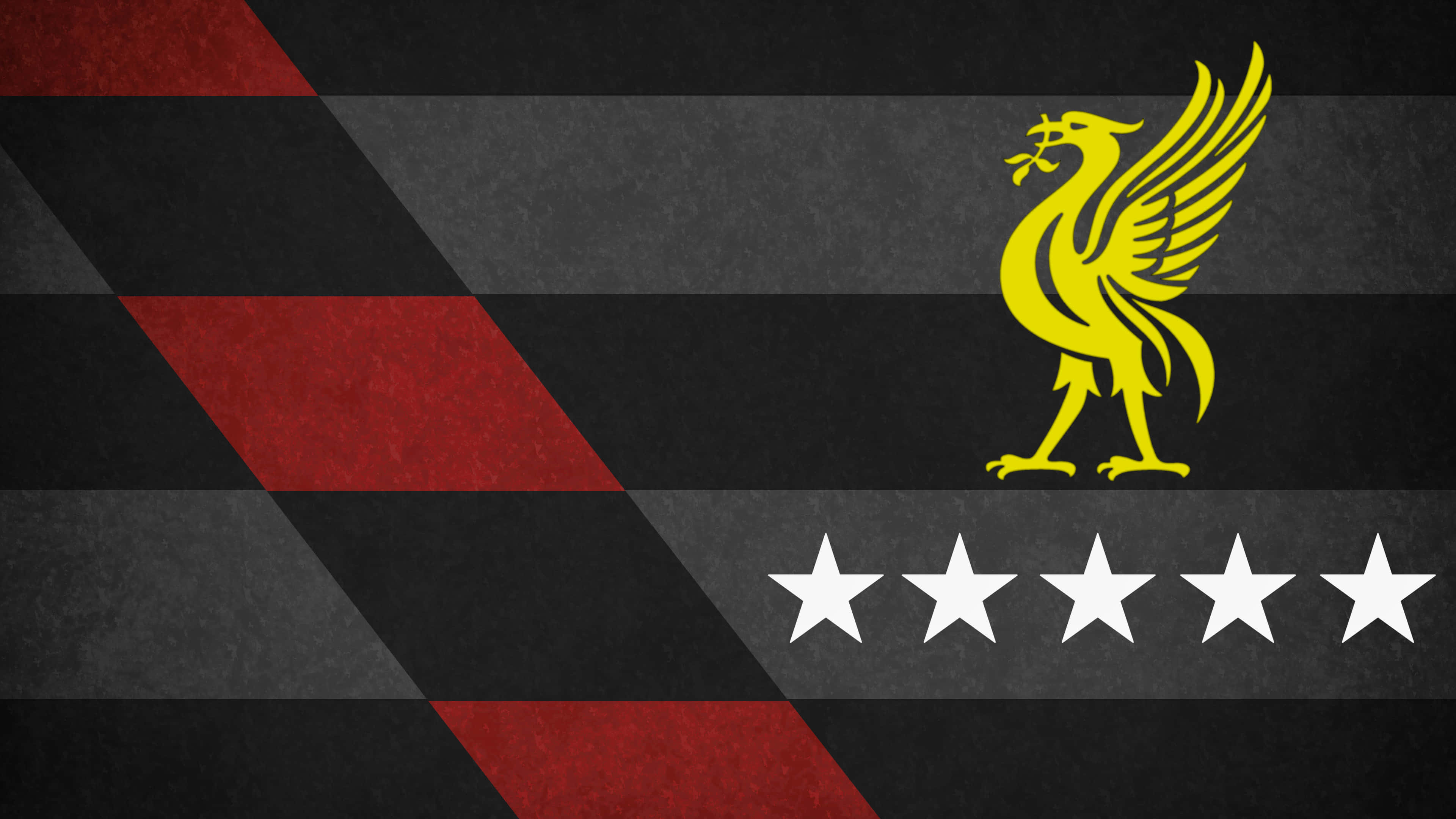 Liverpool FC, yellow liver bird, five white stars, 4K Desktop Wallpaper