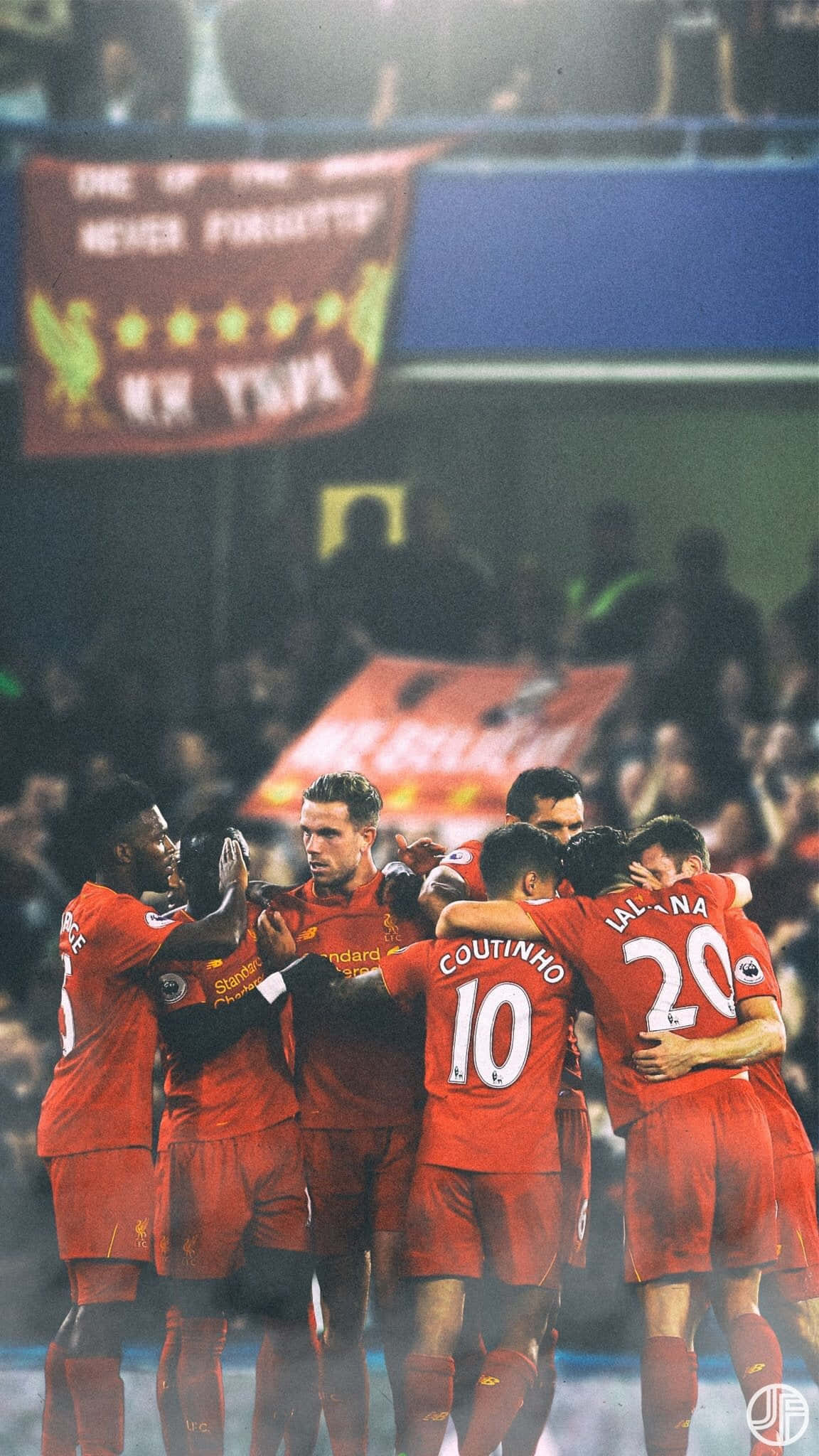 Liverpool, red jerseys, stadium lights, Full HD Phone Wallpaper