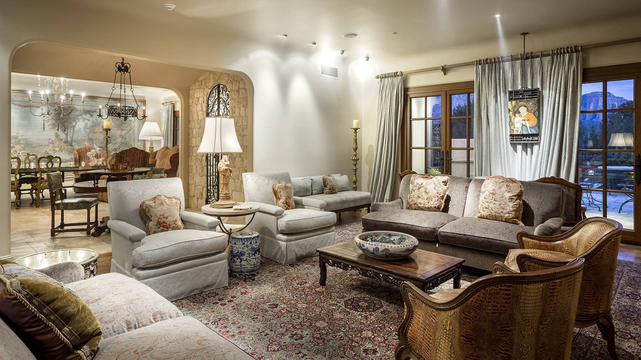 graceful floral living room, Elegant Floral-Themed Living Room, plush sofas, Full HD Desktop Wallpaper