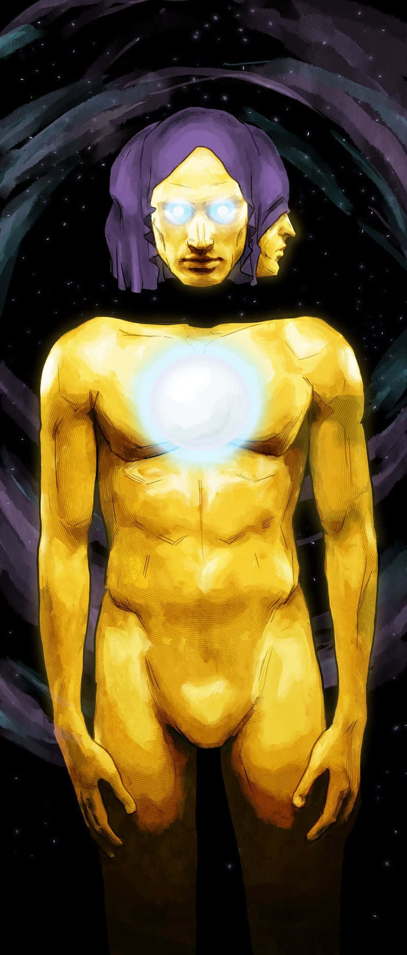 Living Tribunal, golden humanoid figure, glowing eyes, HD Phone Wallpaper