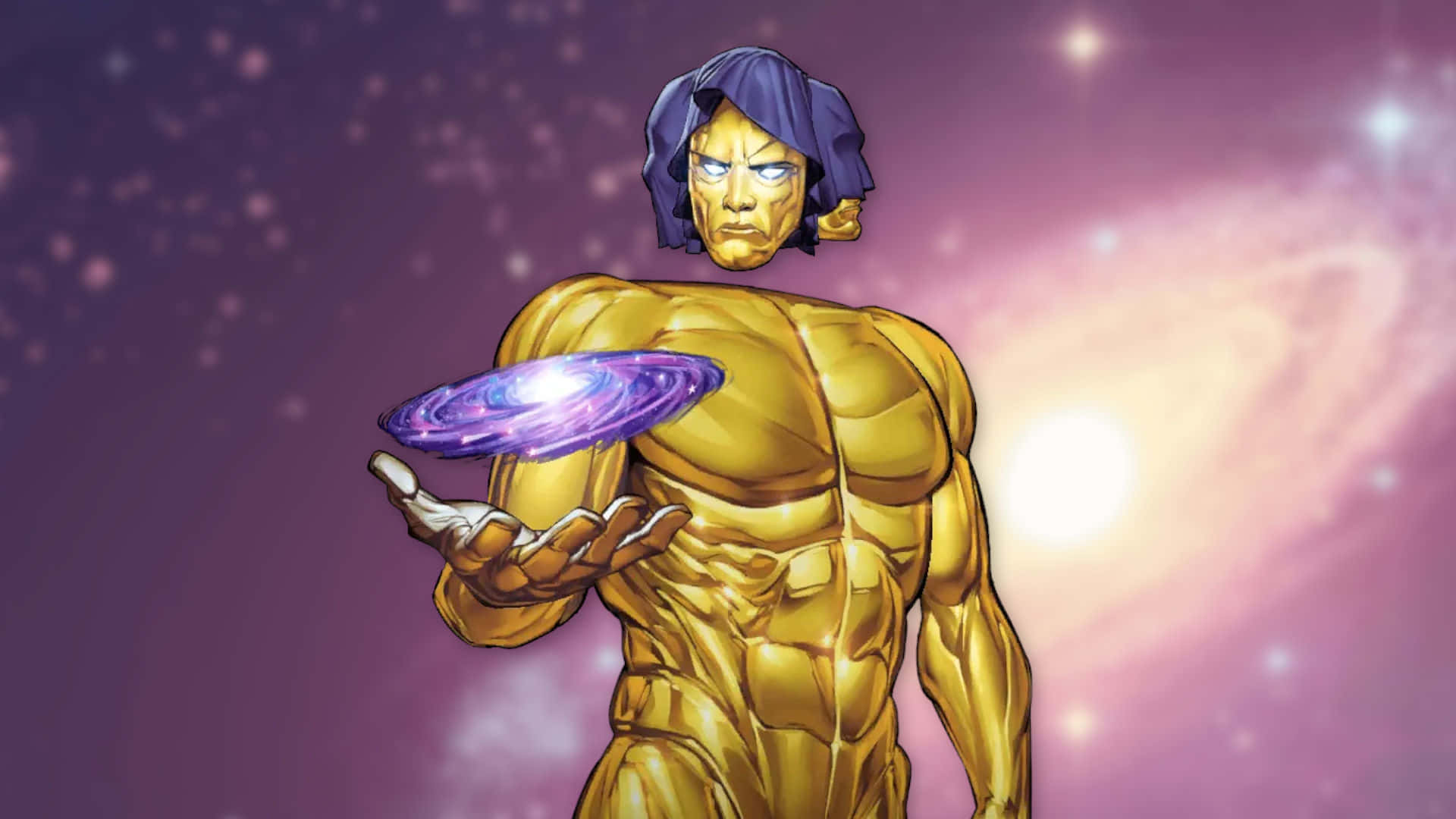 Living Tribunal, purple hood, glowing purple galaxy disc, Full HD Desktop Wallpaper