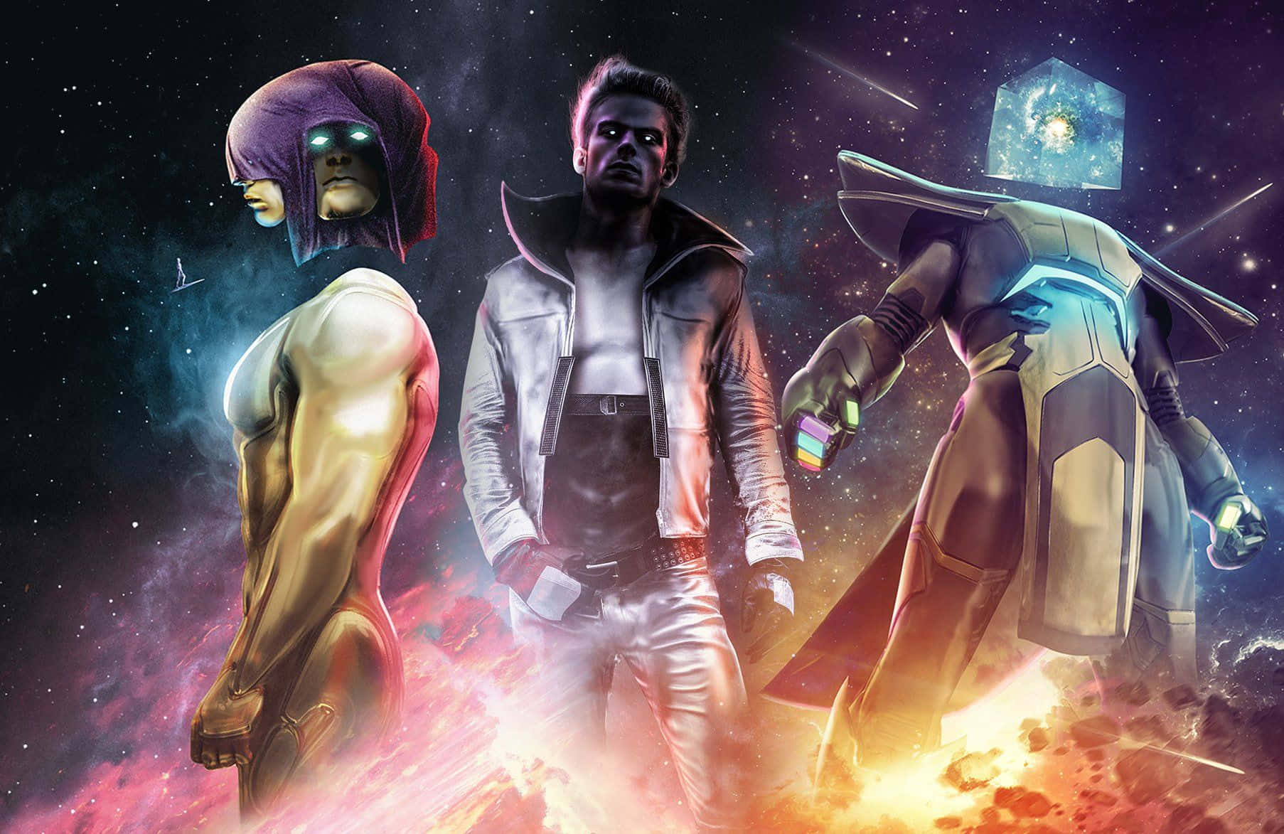 Living Tribunal, cosmic superheroes, vibrant nebula, HD Desktop Wallpaper