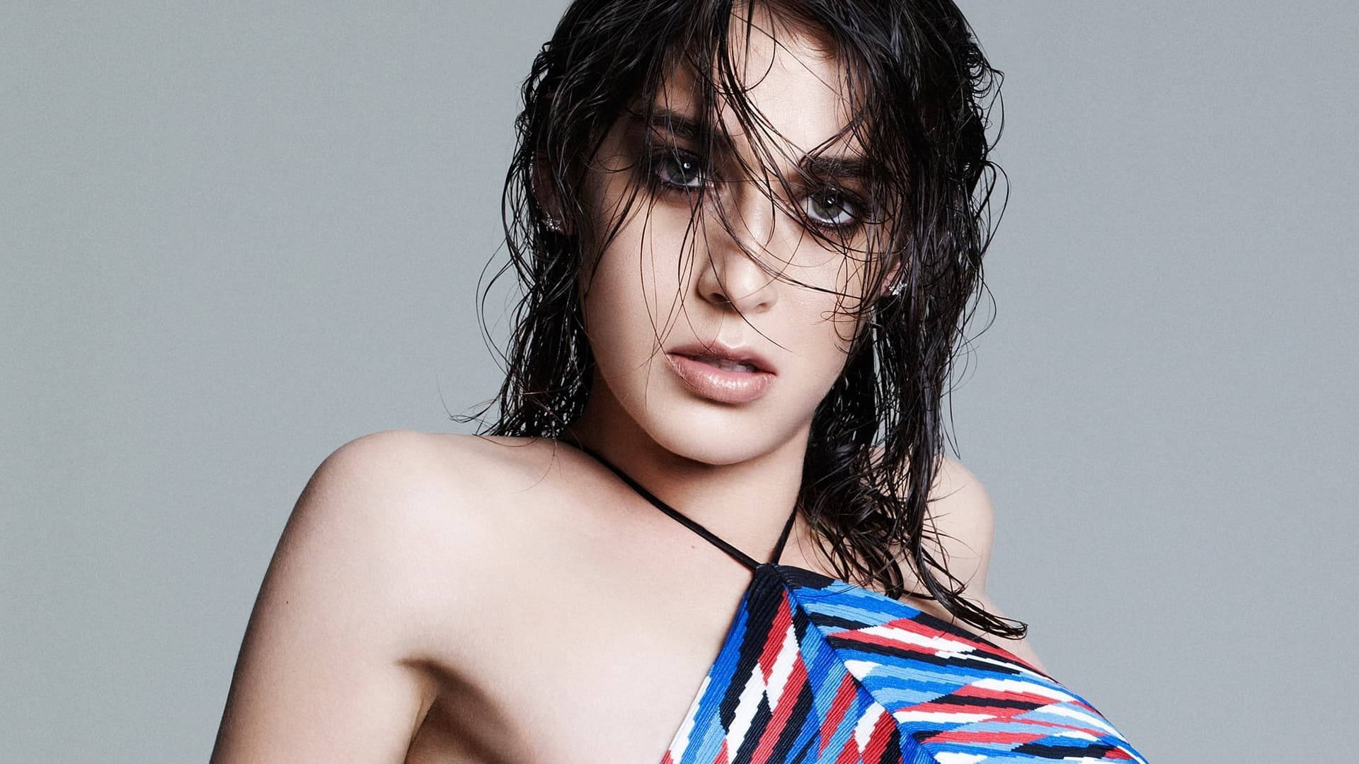Lizzy Caplan, wet look aesthetic, dark hair, Full HD Desktop Wallpaper