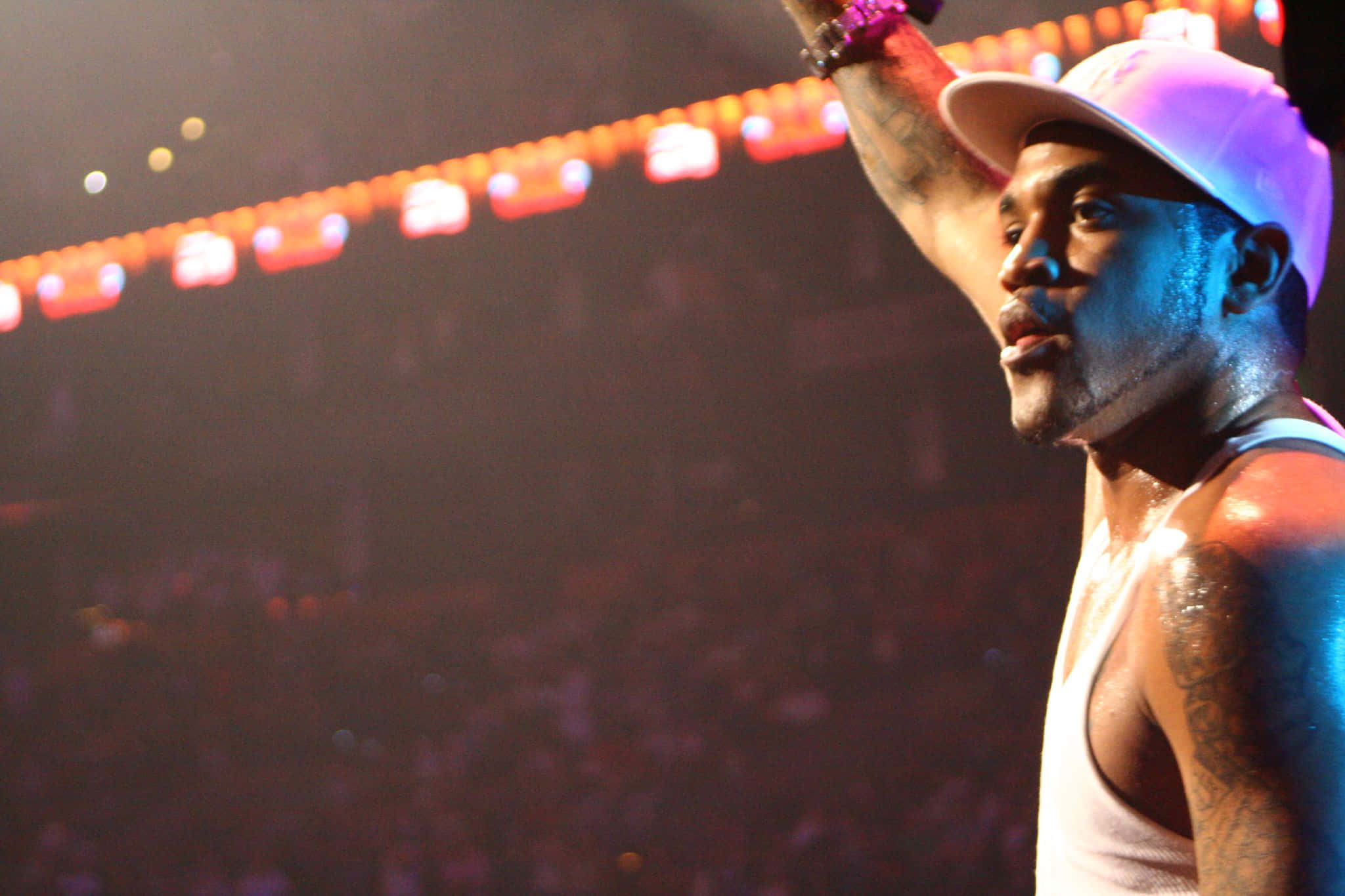 Lloyd Banks, white tank top, cap, Full HD Desktop Wallpaper