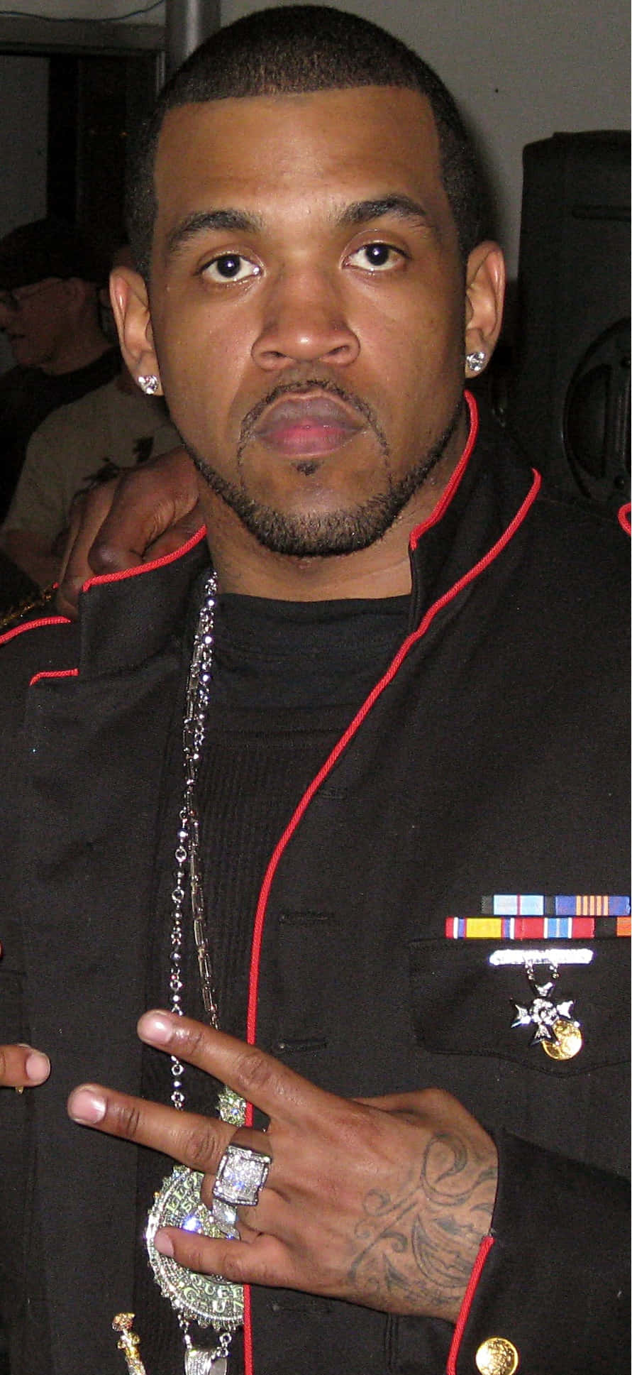 Lloyd Banks, black military-style jacket, red trim, Full HD Phone Wallpaper