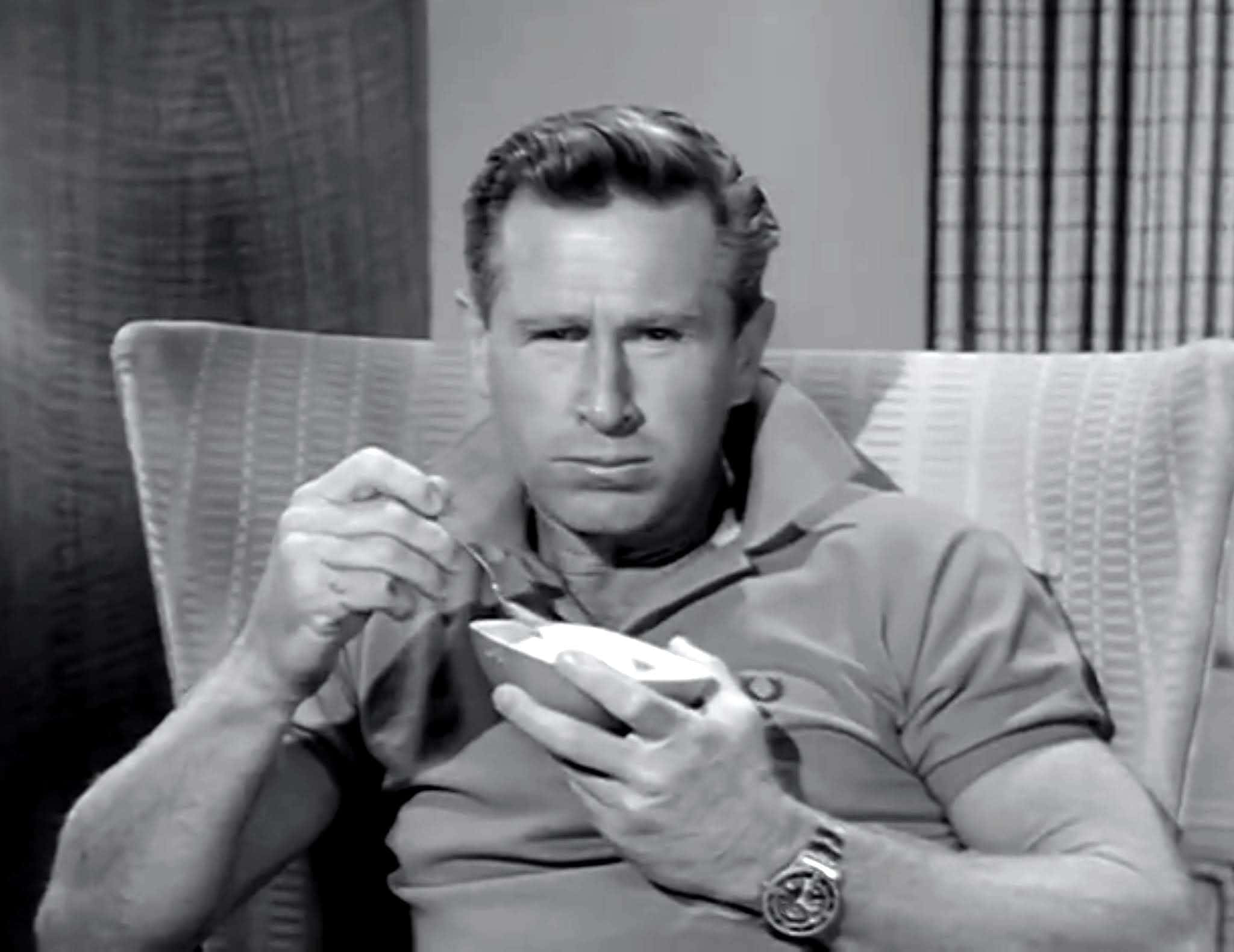 Lloyd Bridges, polo shirt, striped armchair, Full HD Desktop Wallpaper