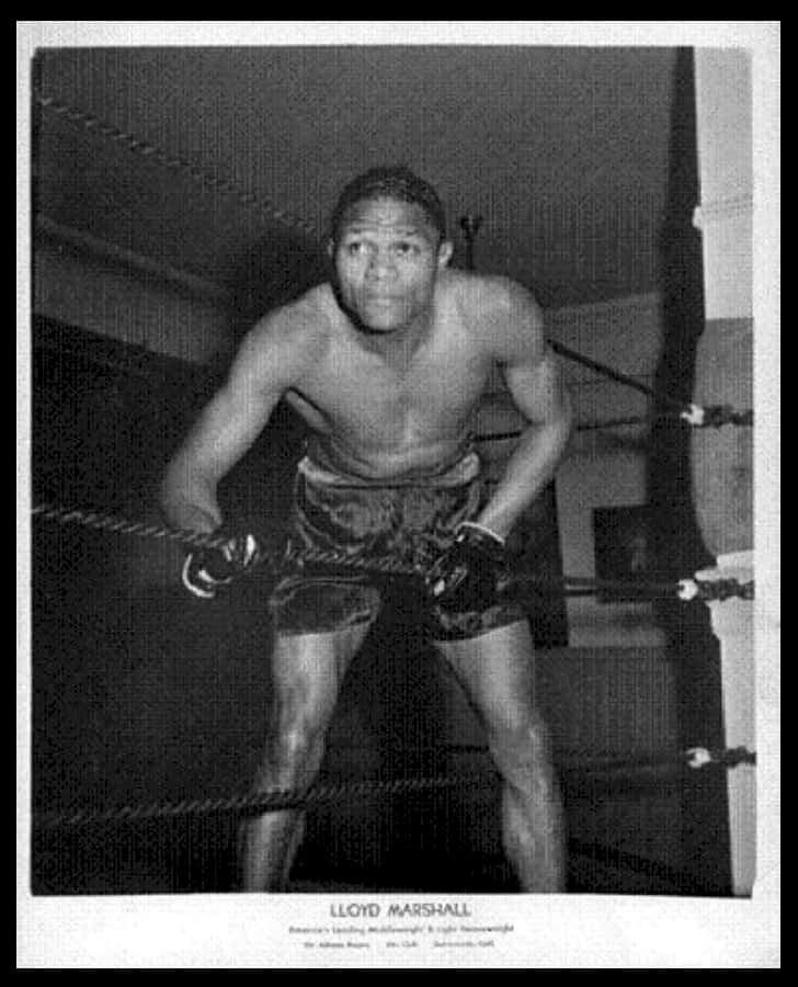 Lloyd Marshall, boxing ring, black and white photo, SD Phone Wallpaper