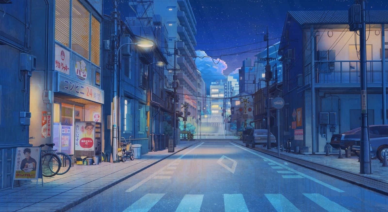 Lo-Fi Aesthetic, Japanese street, night, HD Desktop Wallpaper